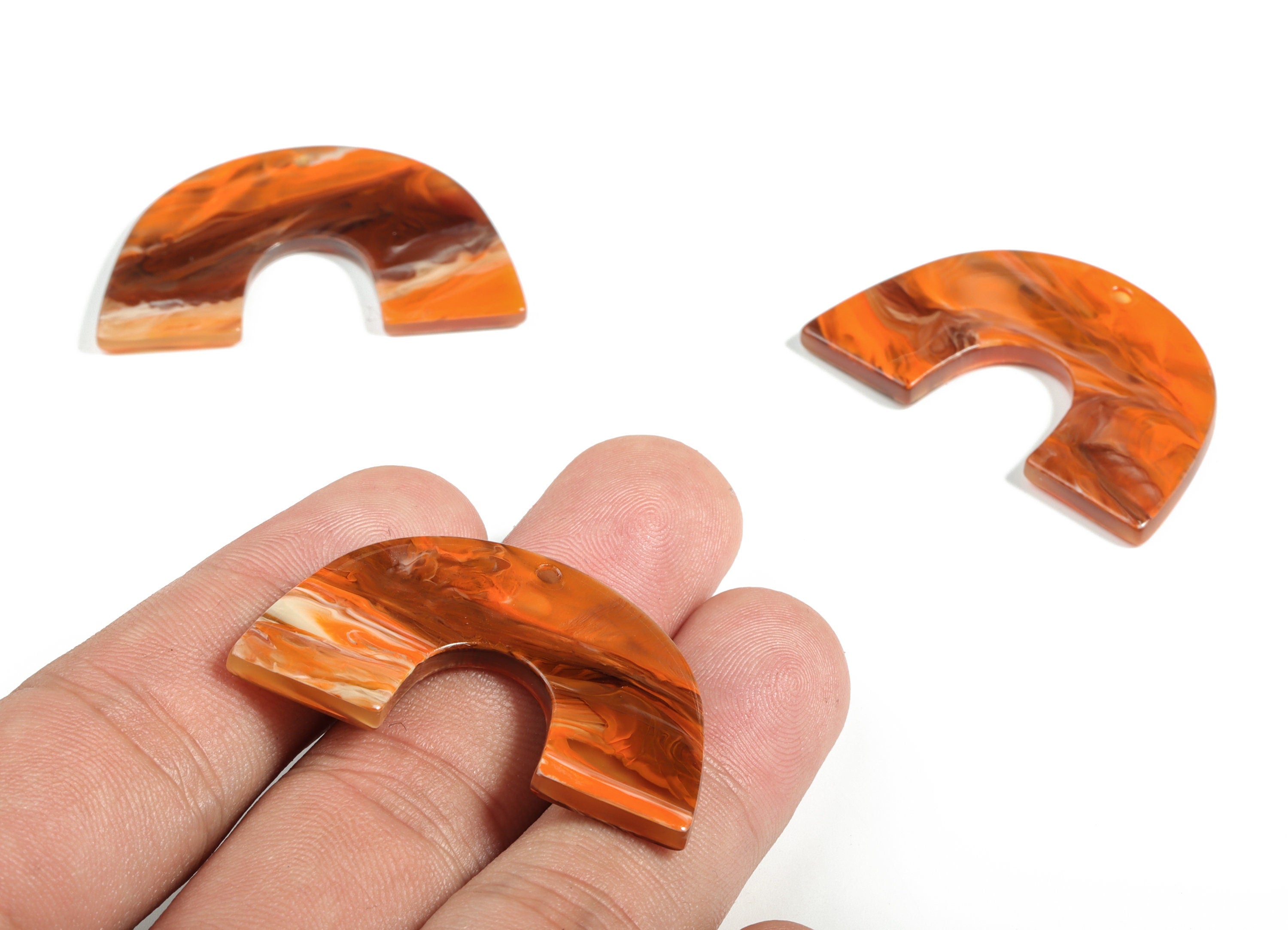 Acrylic Semicircle Earring Charms - Acrylic U Pendant - Jewelry Making Supplies - Color Code:A622 - 40.09x25.57x2.81mm - AC2018-A622 - DOMEDBAZAAR