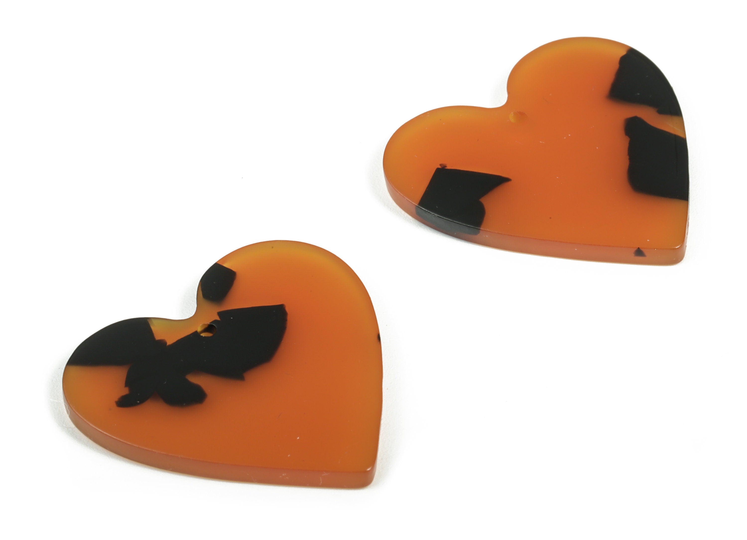 Acrylic Heart Earring Charms - Heart Pendant - Tortoise Shell Earring - Jewelry Supplies - Color Code: A623 - 31.63x31.3x2.6mm - AC1431-A623 - DOMEDBAZAAR