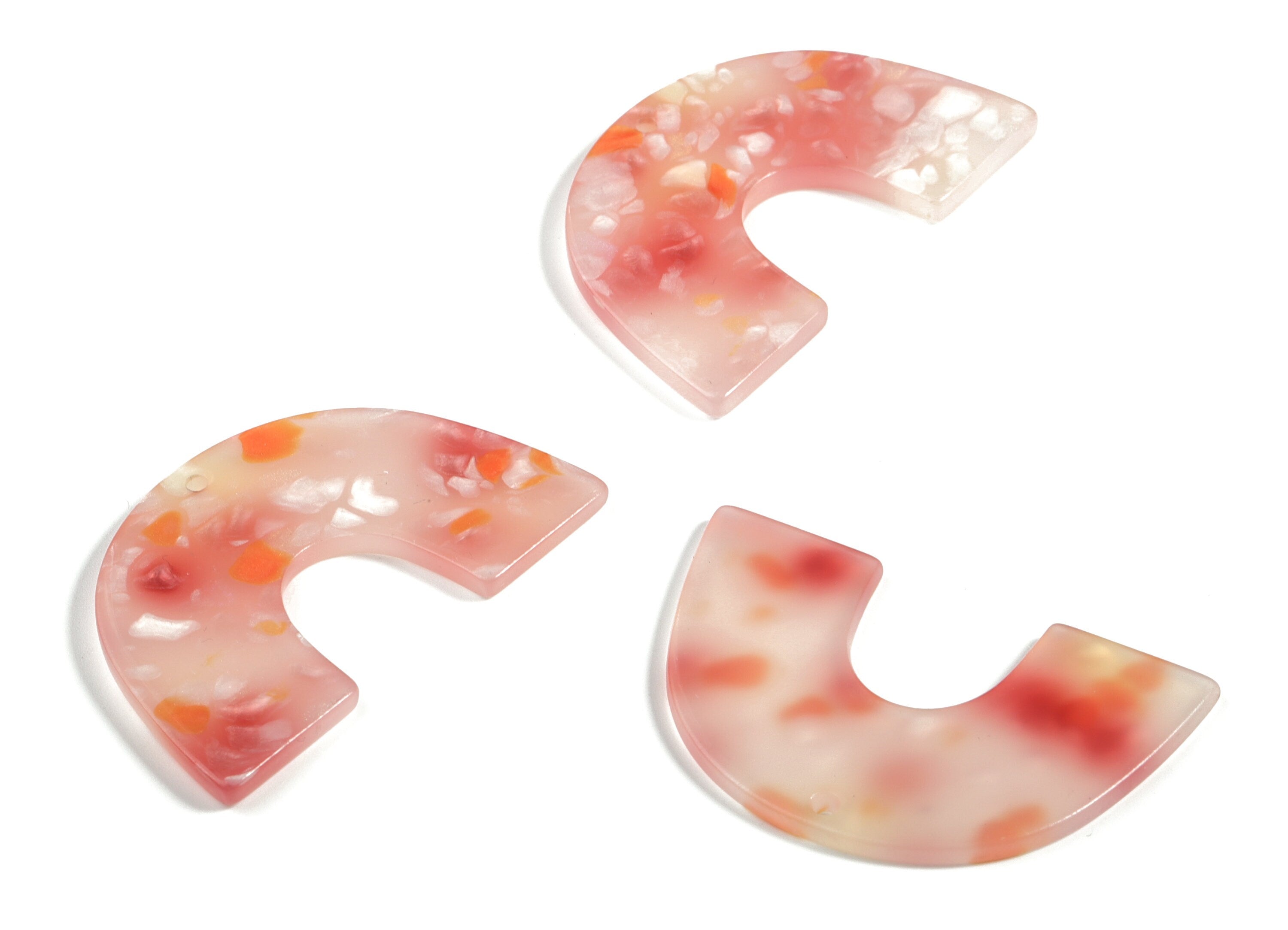 Acrylic Semicircle Earring Charms - Acrylic Pink U Pendant - Jewelry Supplies - Color Code:A604 – 40.18x25.7x1.97mm - AC2018-A604 - DOMEDBAZAAR