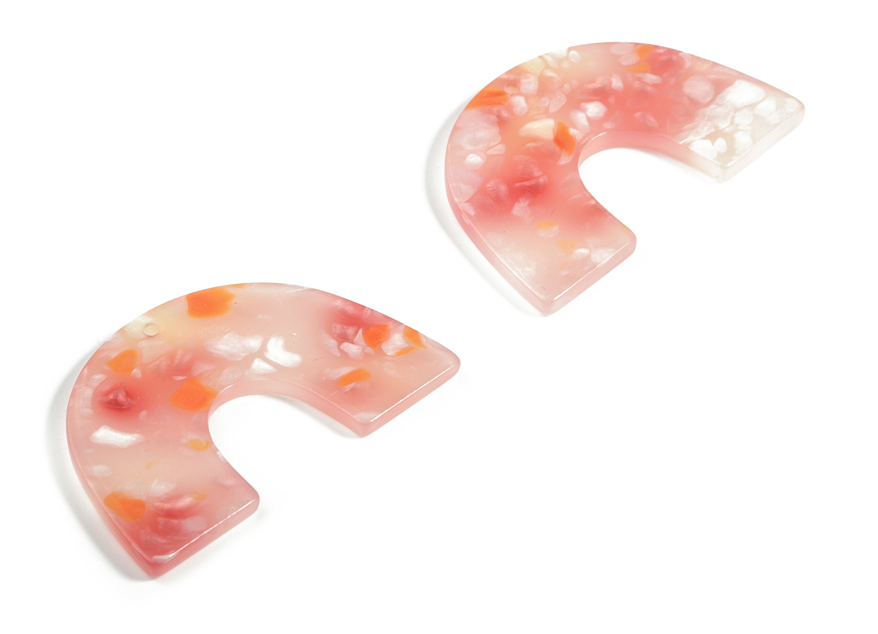 Acrylic Semicircle Earring Charms - Acrylic Pink U Pendant - Jewelry Supplies - Color Code:A604 – 40.18x25.7x1.97mm - AC2018-A604 - DOMEDBAZAAR