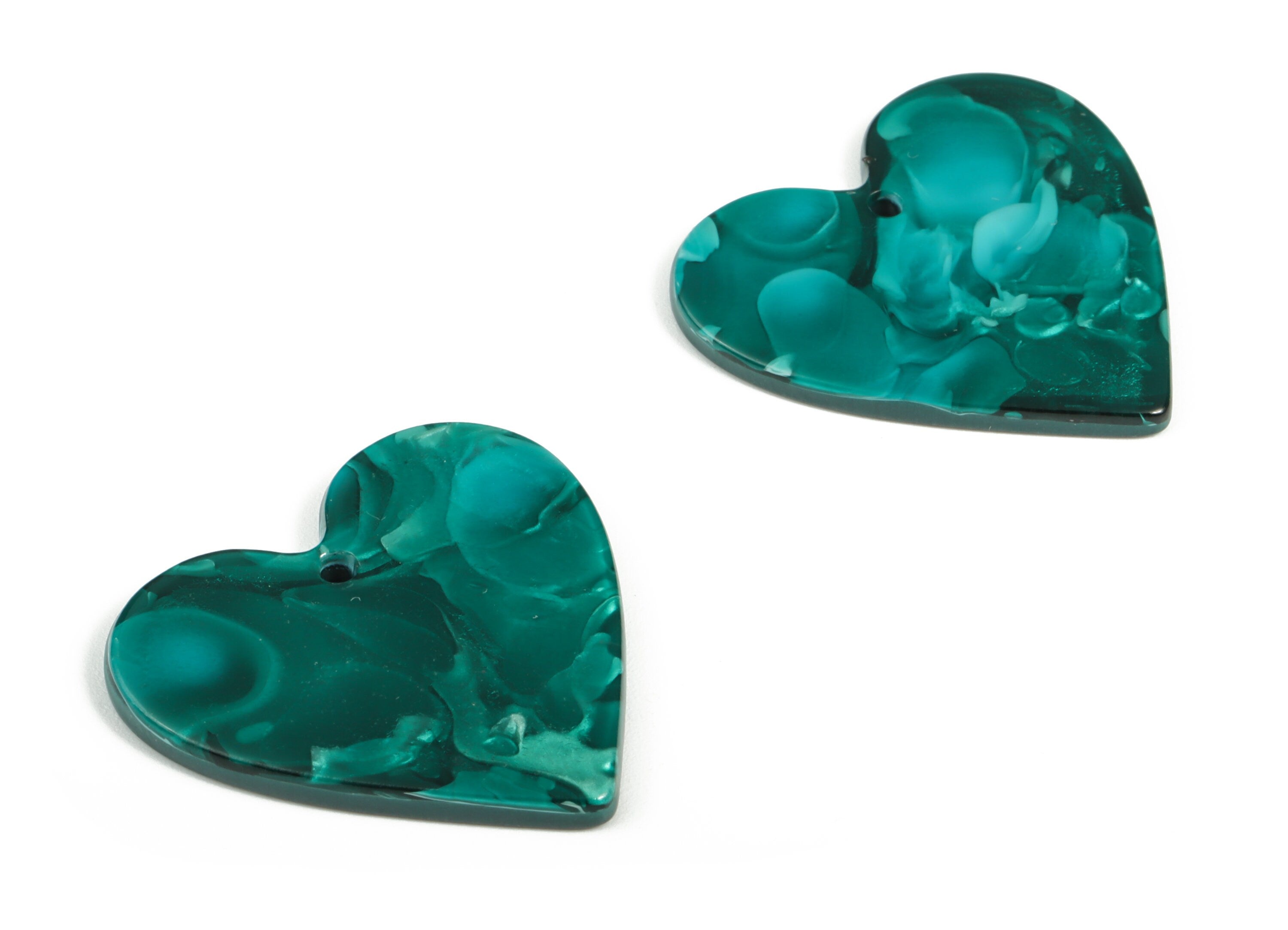 Acrylic Heart Earring Charms - Heart Pendant - Earring Findings - Jewelry Supplies - Color Code: A624 - 31.89x21.48x2.87mm - AC1431-A624 - DOMEDBAZAAR