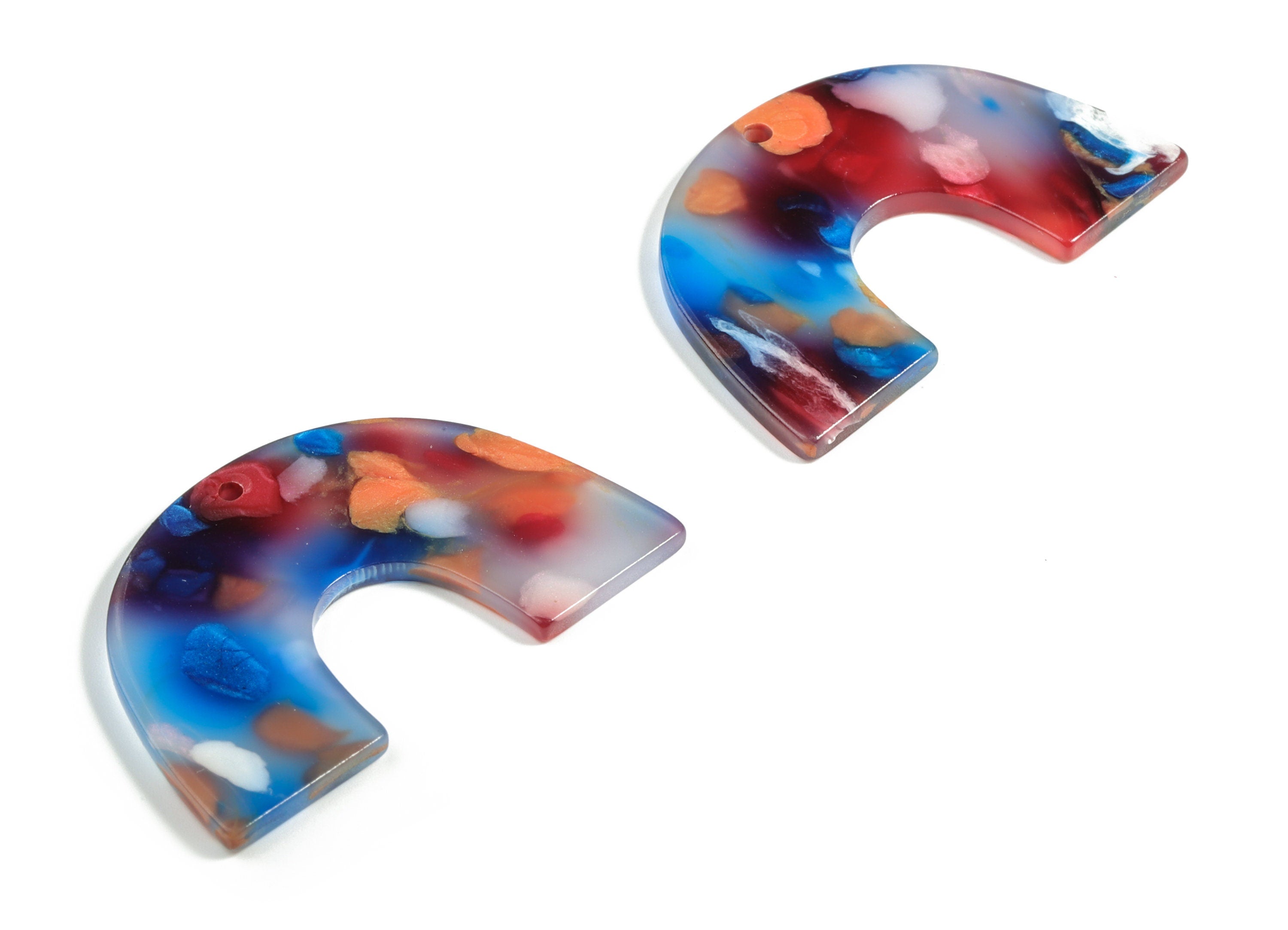 Acrylic Semicircle Earring Charms - Acrylic U Pendant Findings - Jewelry Supplies - Color Code:A608 – 40.28x25.67x2.25mm - AC2018-A608 - DOMEDBAZAAR