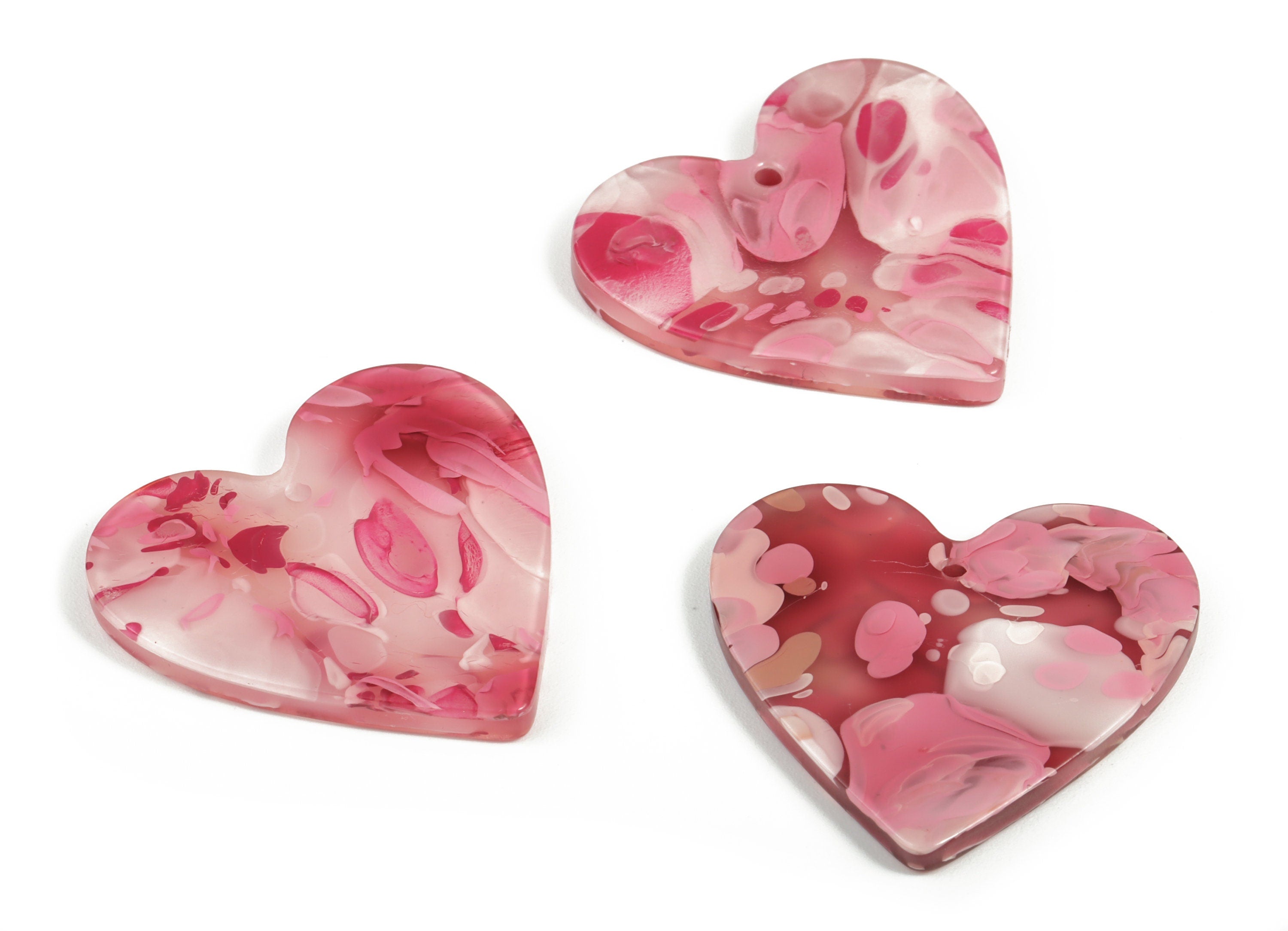 Acrylic Heart Earring Charms - Heart Pendant - Earring Findings - Jewelry Supplies - Color Code: A633 - 31.84x31.2x2.9mm - AC1431-A633 - DOMEDBAZAAR