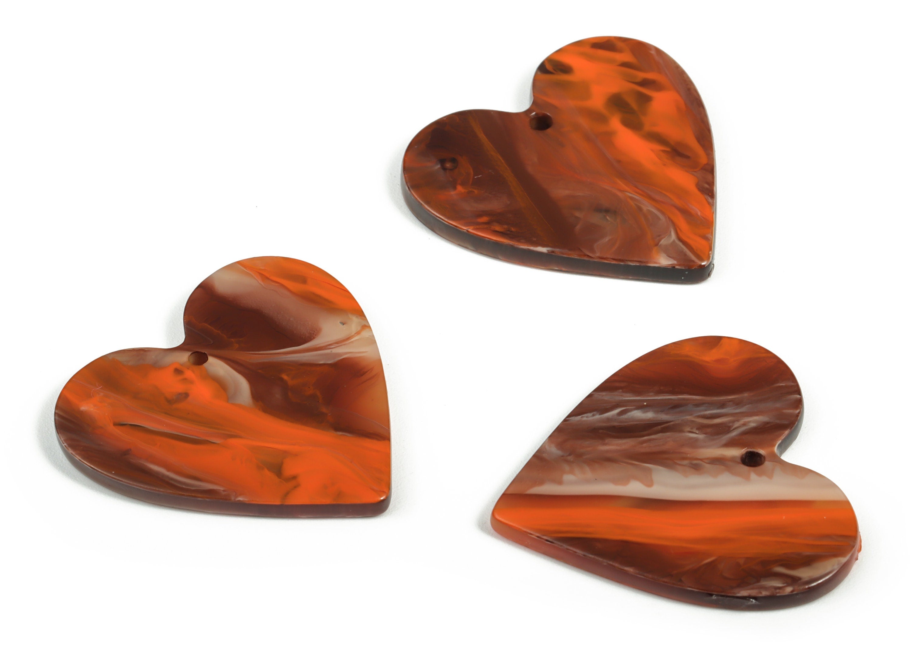 Acrylic Heart Earring Charms - Heart Pendant - Earring Findings - Jewelry Supplies - Color Code: A622 - 31.51x31.12x2.75mm - AC1431-A622 - DOMEDBAZAAR