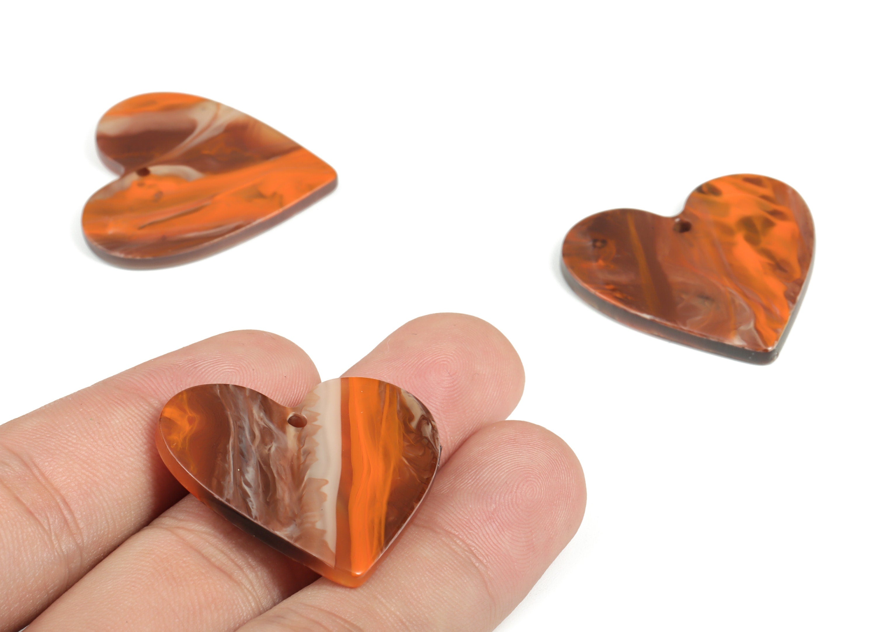 Acrylic Heart Earring Charms - Heart Pendant - Earring Findings - Jewelry Supplies - Color Code: A622 - 31.51x31.12x2.75mm - AC1431-A622 - DOMEDBAZAAR