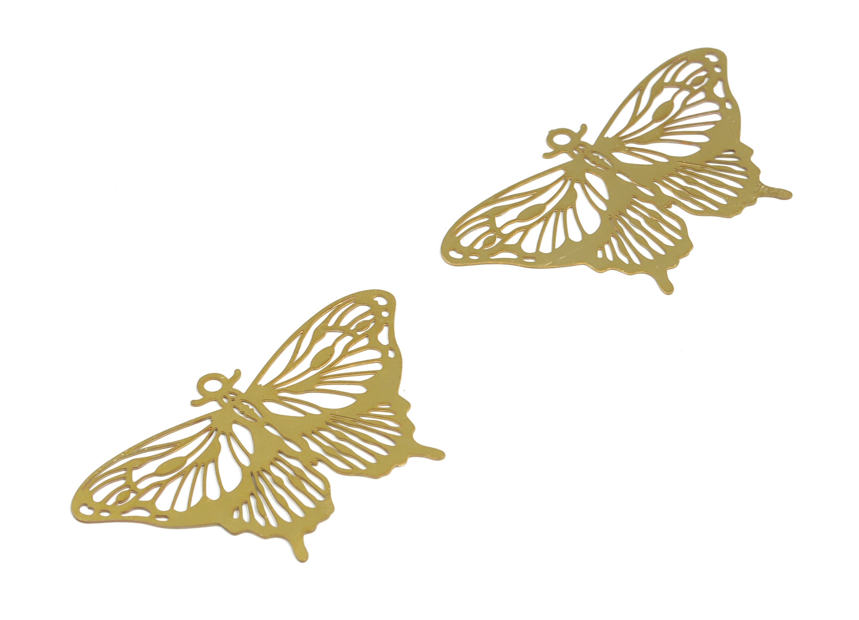 Raw Brass Butterfly Charm - Raw Brass Butterfly Pendant – Brass Butterfly Findings - DIY Earring Charm - 39.22× 23.36× 0.28mm - JJB6624 - DOMEDBAZAAR
