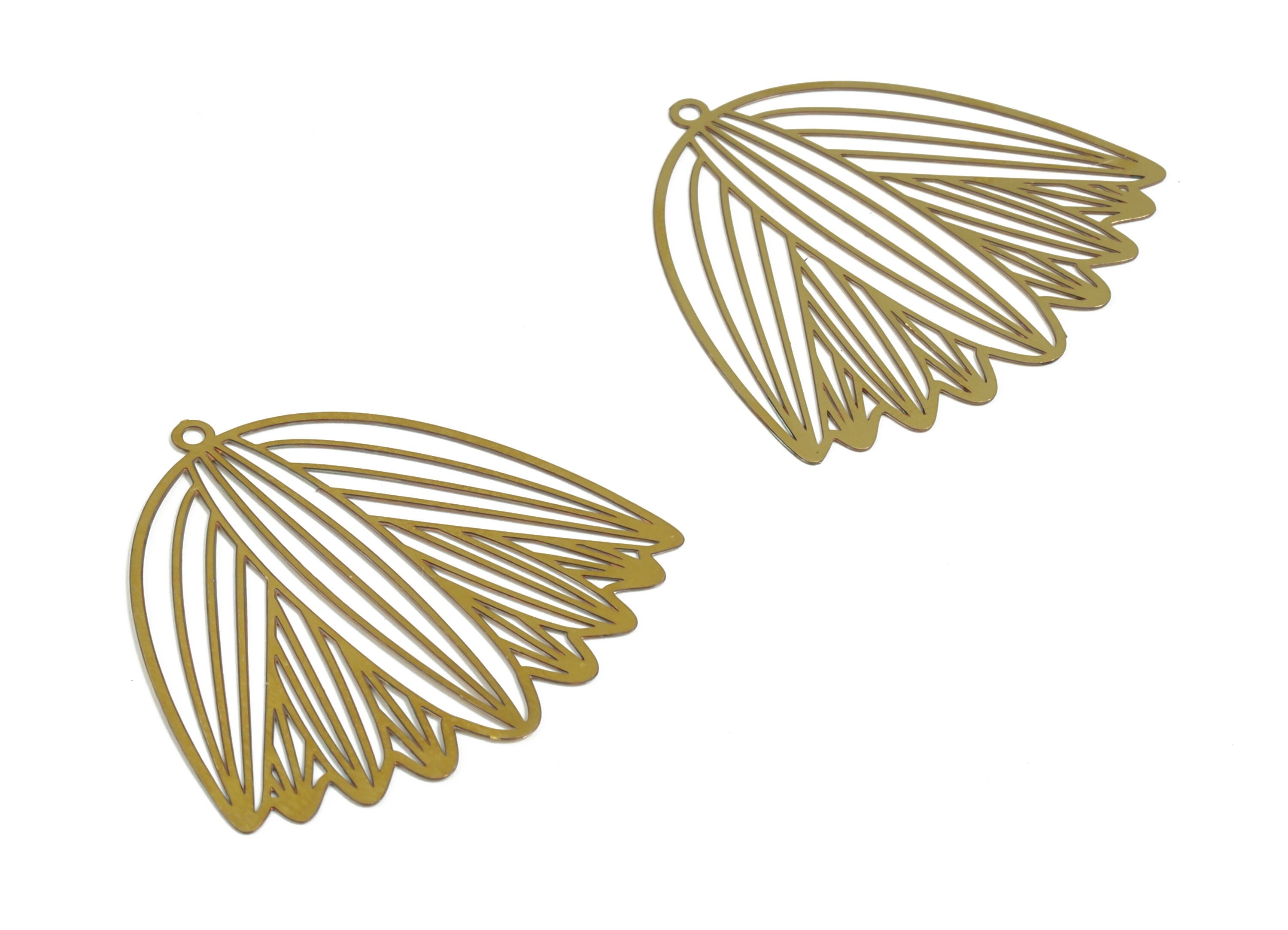 Raw Brass Flower Charm – Brass Flower Earring Charm – Flower Pendant Charm for Women - Jewellery Making Supplies - 39.4×36.9×0.3mm - JJB6212 - DOMEDBAZAAR