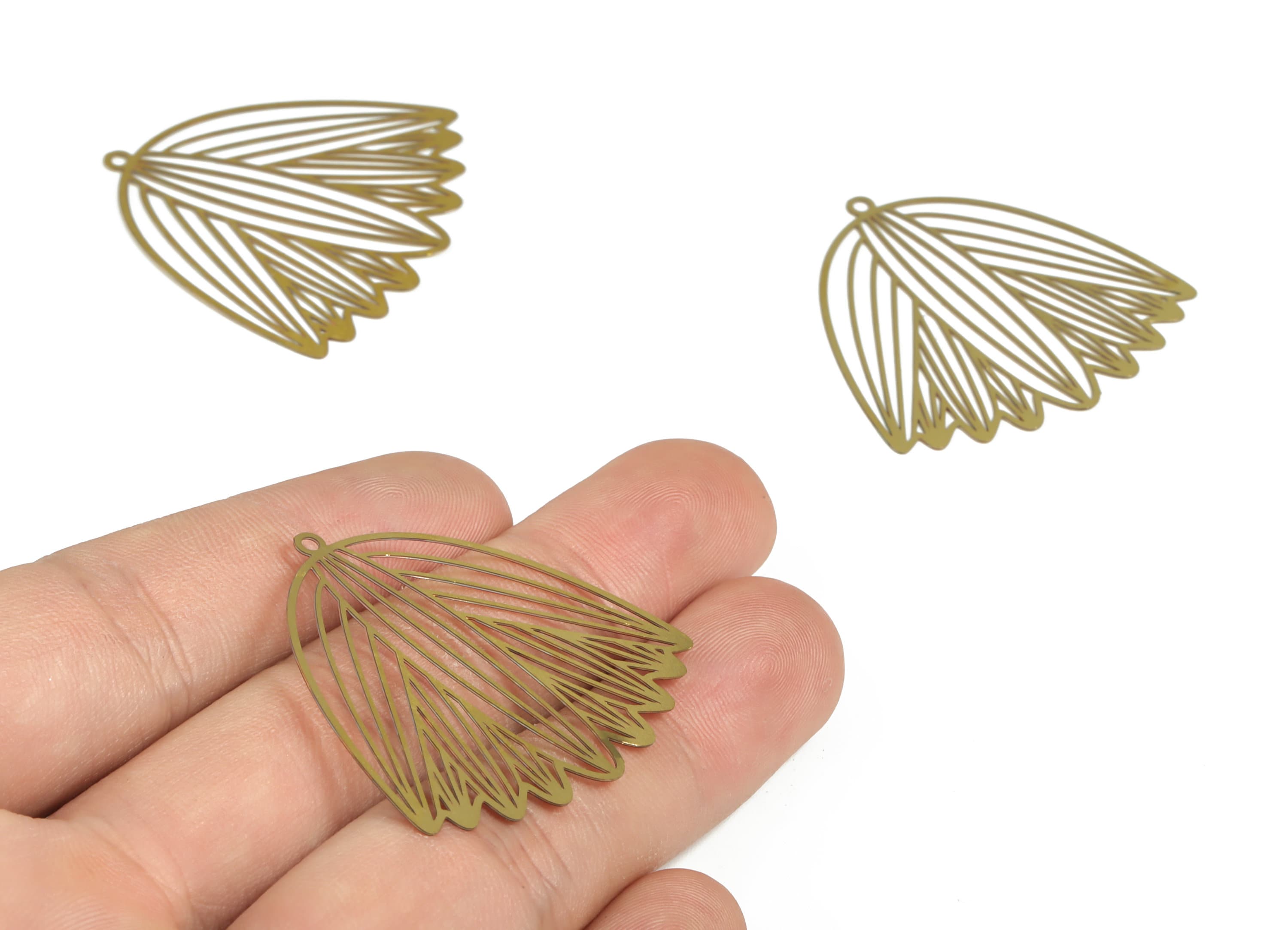 Raw Brass Flower Charm – Brass Flower Earring Charm – Flower Pendant Charm for Women - Jewellery Making Supplies - 39.4×36.9×0.3mm - JJB6212 - DOMEDBAZAAR