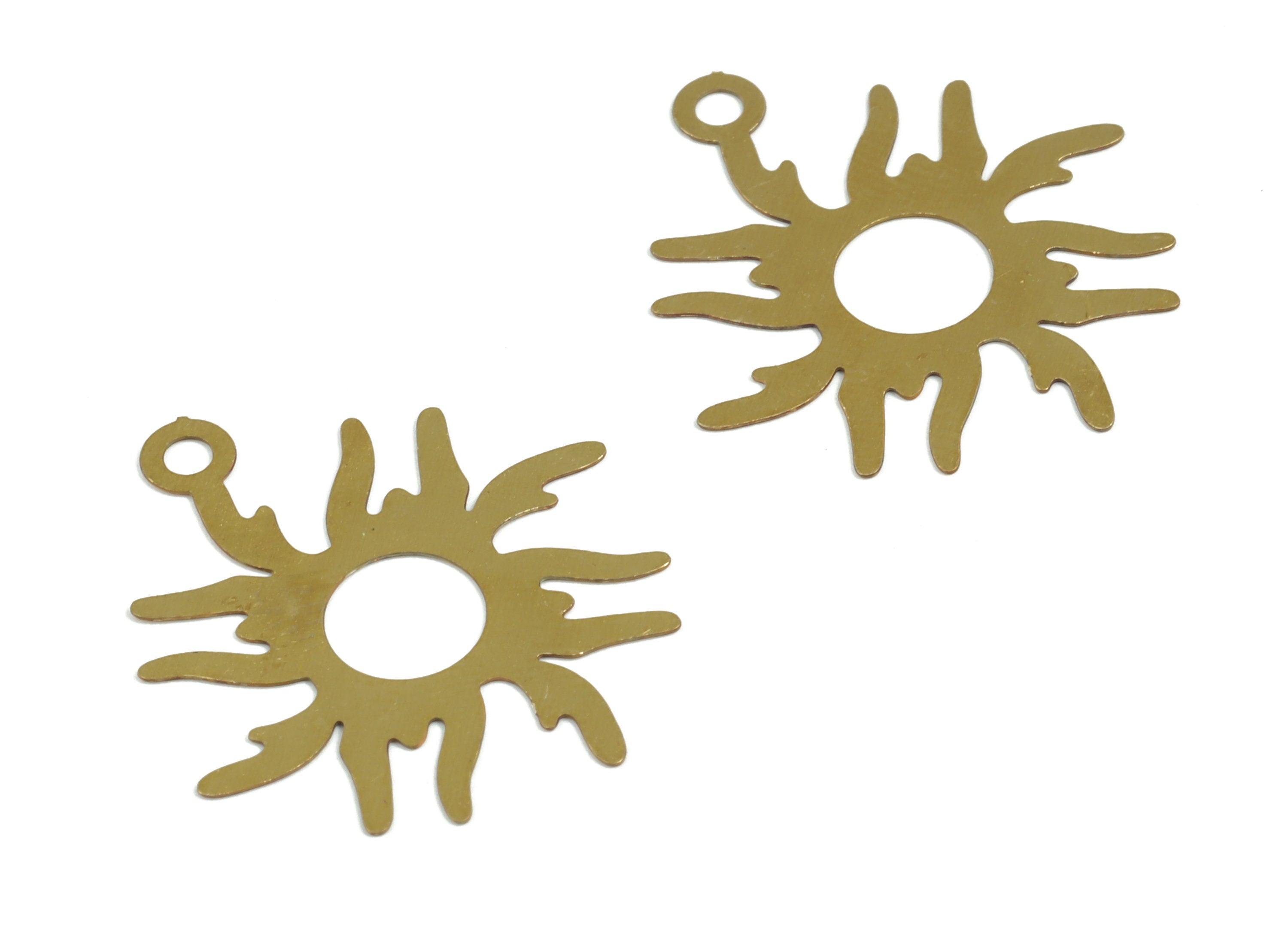 Raw Brass Sun Charm – Brass Sun Earring Charm – Brass Sun Pendant Charm – Earring Charm – Jewelry Supplies - 26.37× 23.48× 0.29mm - JJC11962 - DOMEDBAZAAR