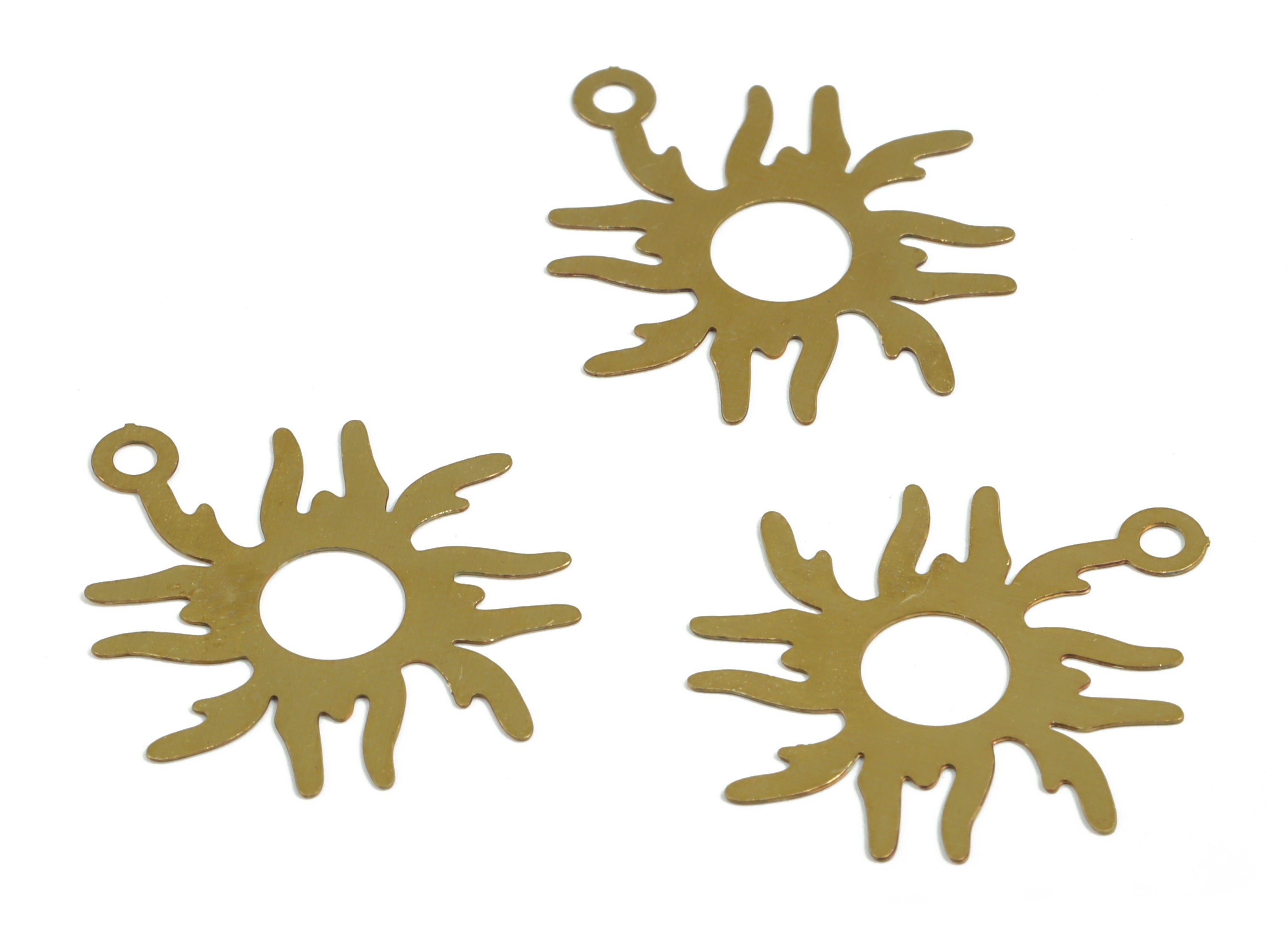 Raw Brass Sun Charm – Brass Sun Earring Charm – Brass Sun Pendant Charm – Earring Charm – Jewelry Supplies - 26.37× 23.48× 0.29mm - JJC11962 - DOMEDBAZAAR