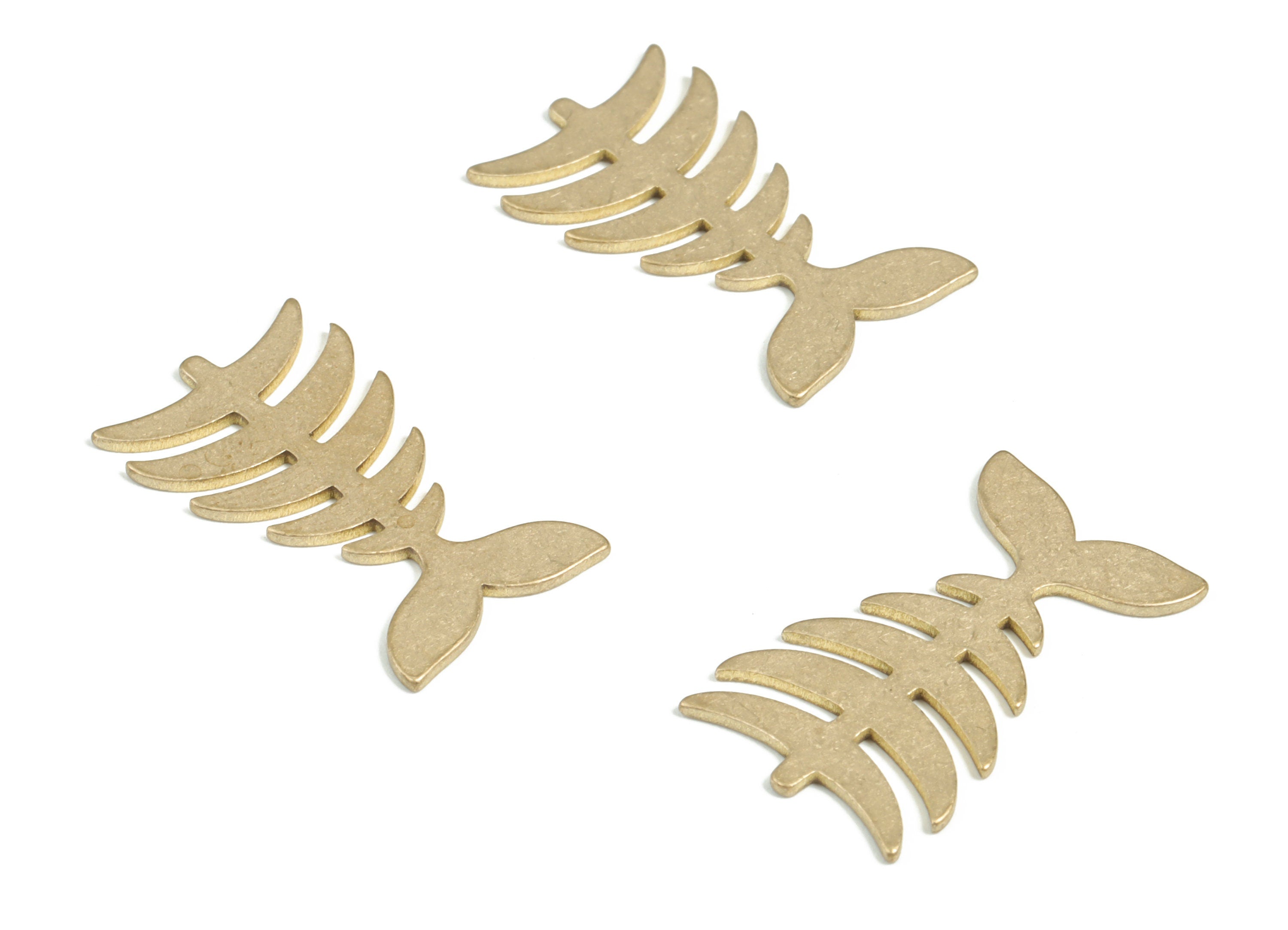 Raw Brass Fish Skeleton – Fish Skeleton Pendant Charm - Fish Skeleton Earring Charm – Jewelry Making Supplies - 26.26×15.62×1mm - PP3943 - DOMEDBAZAAR