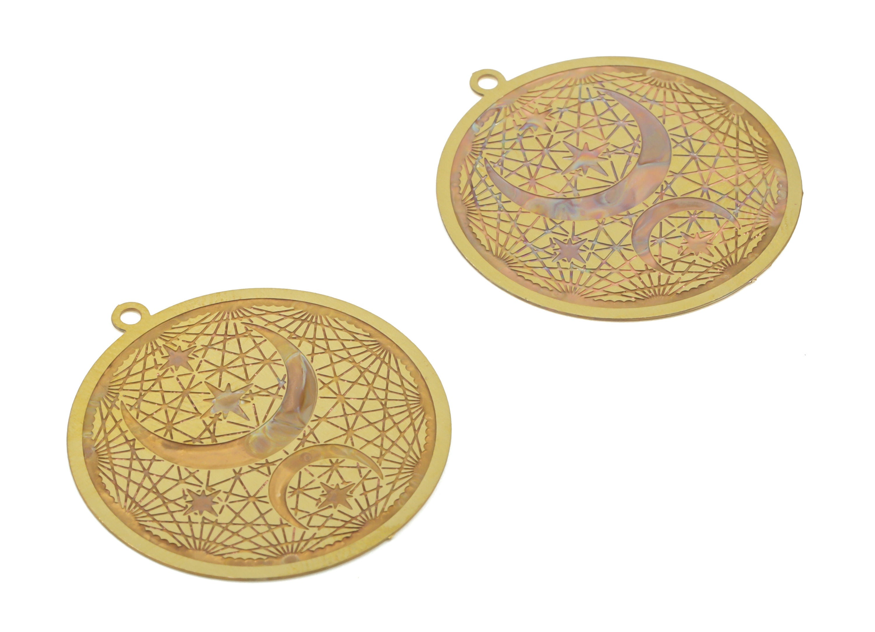 Raw Brass Moon-Shaped Pendant - Raw Brass Crescent Moons Charms for DIY Jewelry – Earring Findings – 32.59×29.97× 0.29mm - JJB6517 - DOMEDBAZAAR