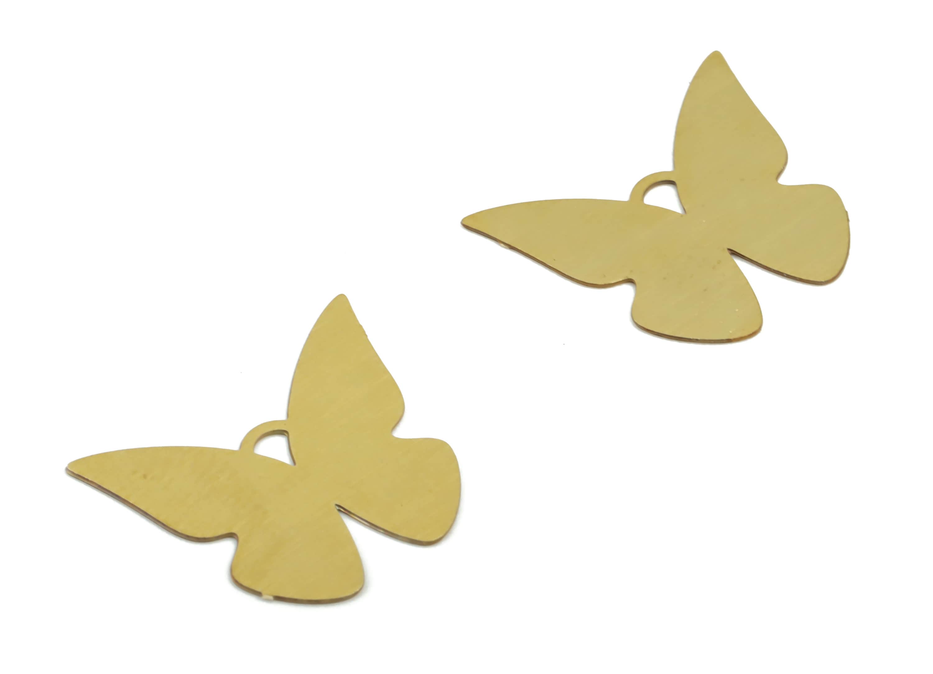 Brass Butterfly Earring Charms - Raw Brass Butterfly Pendant - Earring Findings - Jewellery Making Supplies - 14.63x12.77x0.29mm - JJC11798 - DOMEDBAZAAR