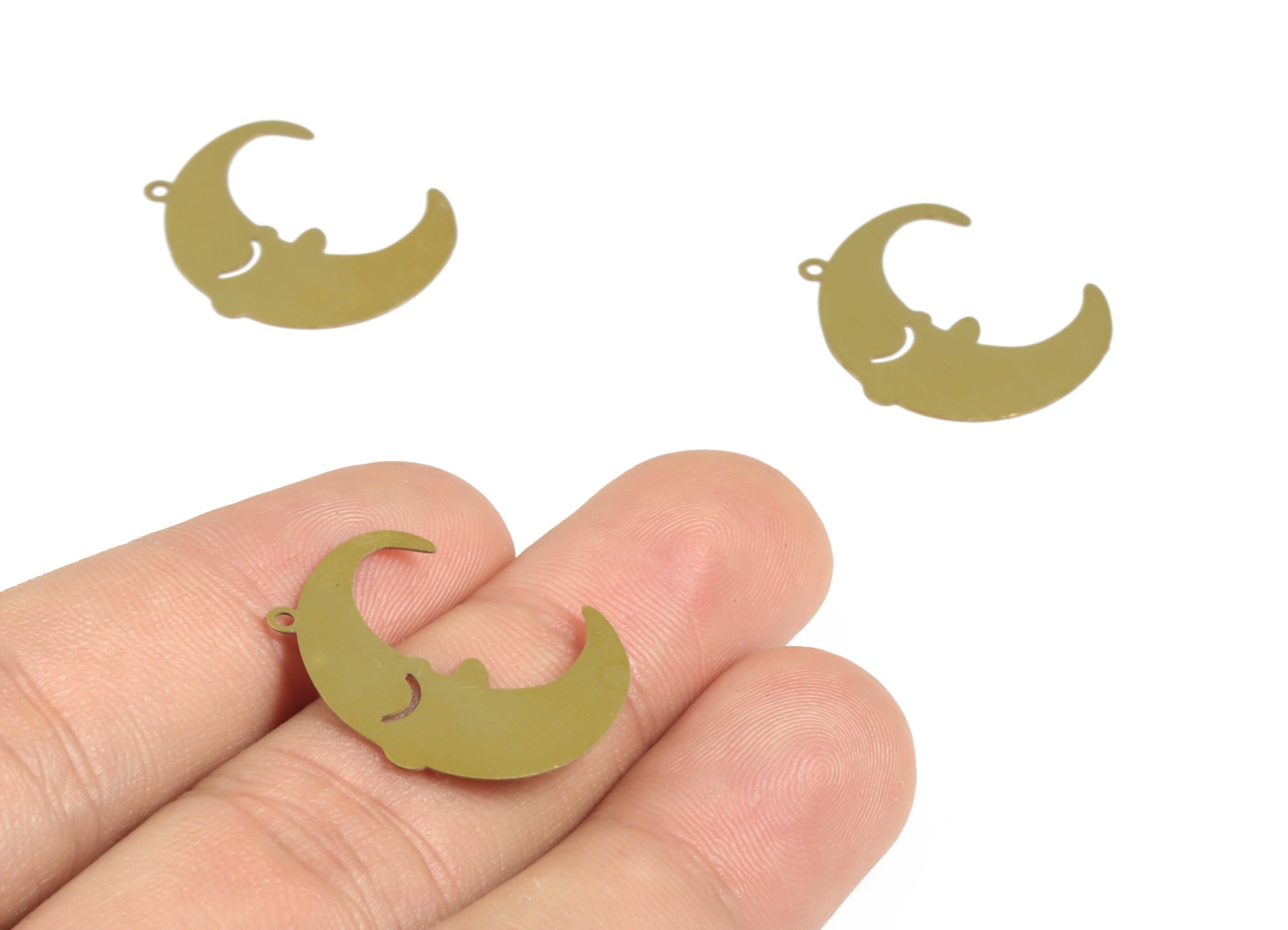 Raw Brass Half Moon – Half Moon Earring Charm - Raw Brass Pendant Charm for Women – Jewelry Making Supplies - 23.83×20.06×0.29mm - JJC11986 - DOMEDBAZAAR