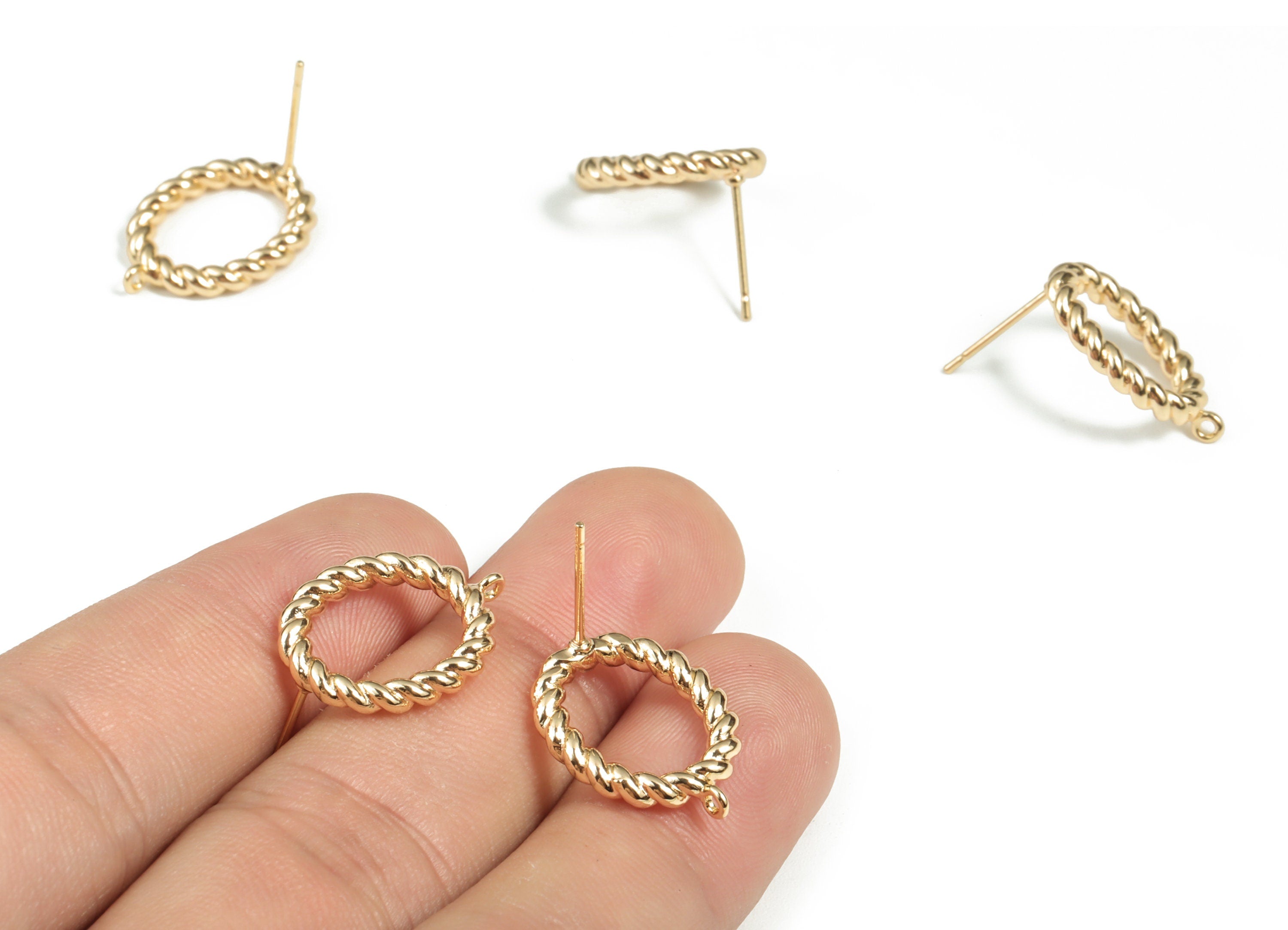 Raw Brass Earring Stud – Brass Stud Earring for Women - 18K Real Gold Plated Brass – Jewelry Making Supplies - 18.88× 14.7×2.69mm - RGP2927 - DOMEDBAZAAR