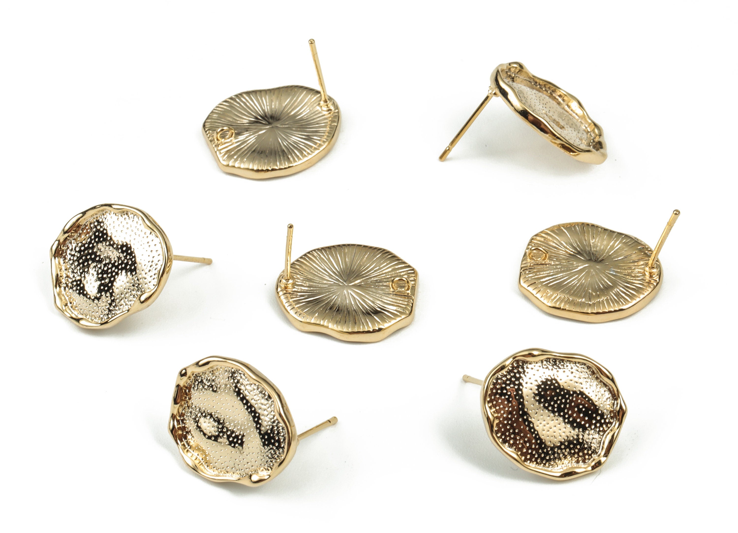 Raw Brass Earring Stud – Brass Stud Earring for Women - 18K Real Gold Plated Brass – Jewelry Making Supplies - 17.52×15.26×2.32mm - RGP2926 - DOMEDBAZAAR