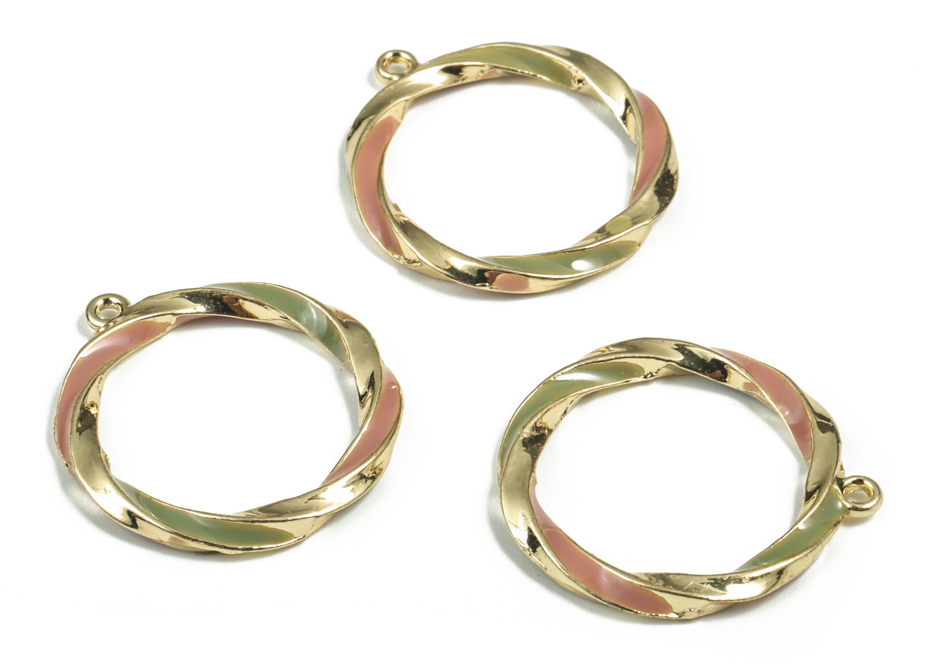 Alloy Round Earring Charms - Gold Alloy Circle Pendant - Gold Tone Plated Alloy - Jewelry Making Supplies - 26.06mx23.86x2.5mm - ZZ1777 - DOMEDBAZAAR