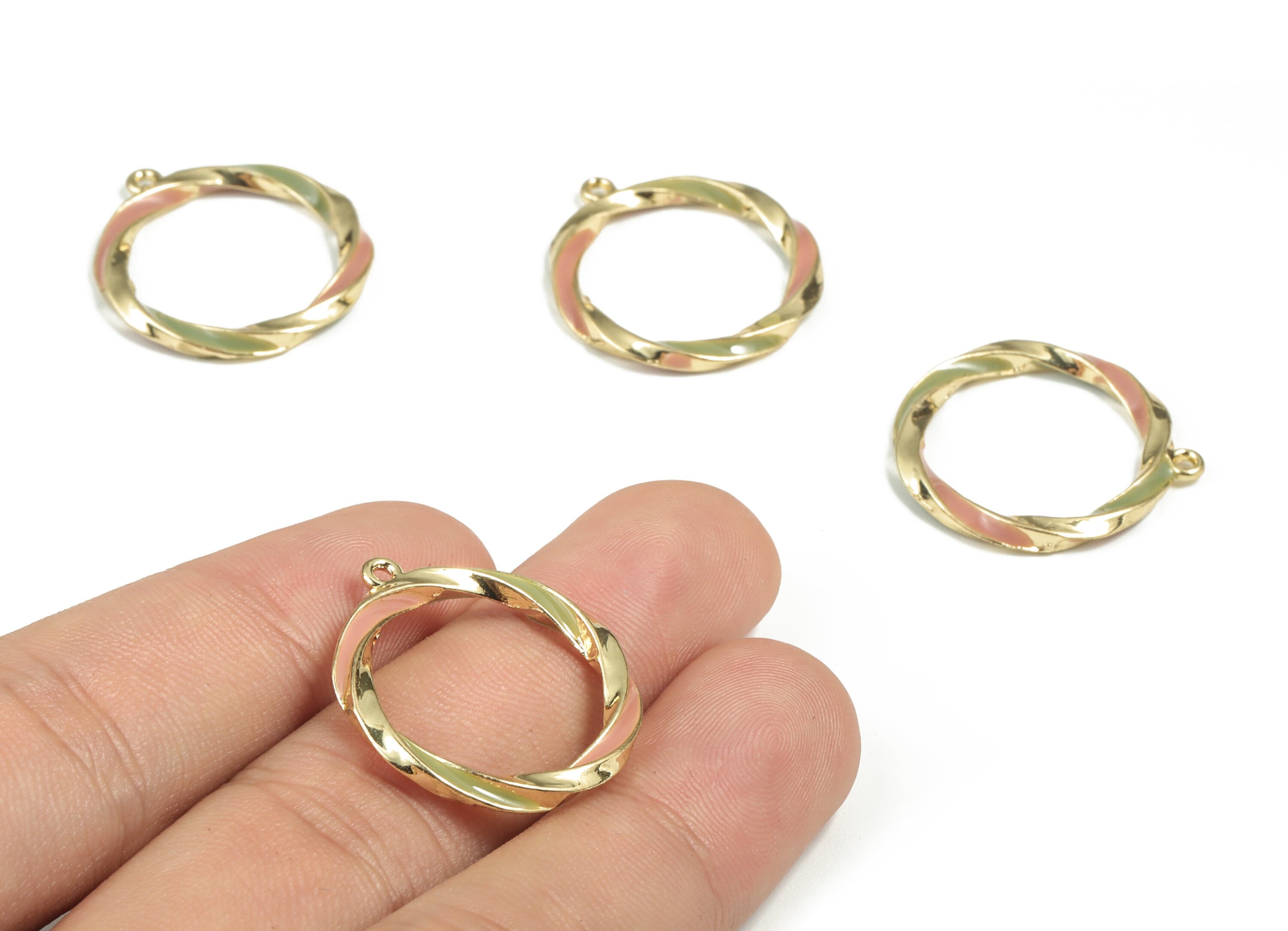 Alloy Round Earring Charms - Gold Alloy Circle Pendant - Gold Tone Plated Alloy - Jewelry Making Supplies - 26.06mx23.86x2.5mm - ZZ1777 - DOMEDBAZAAR