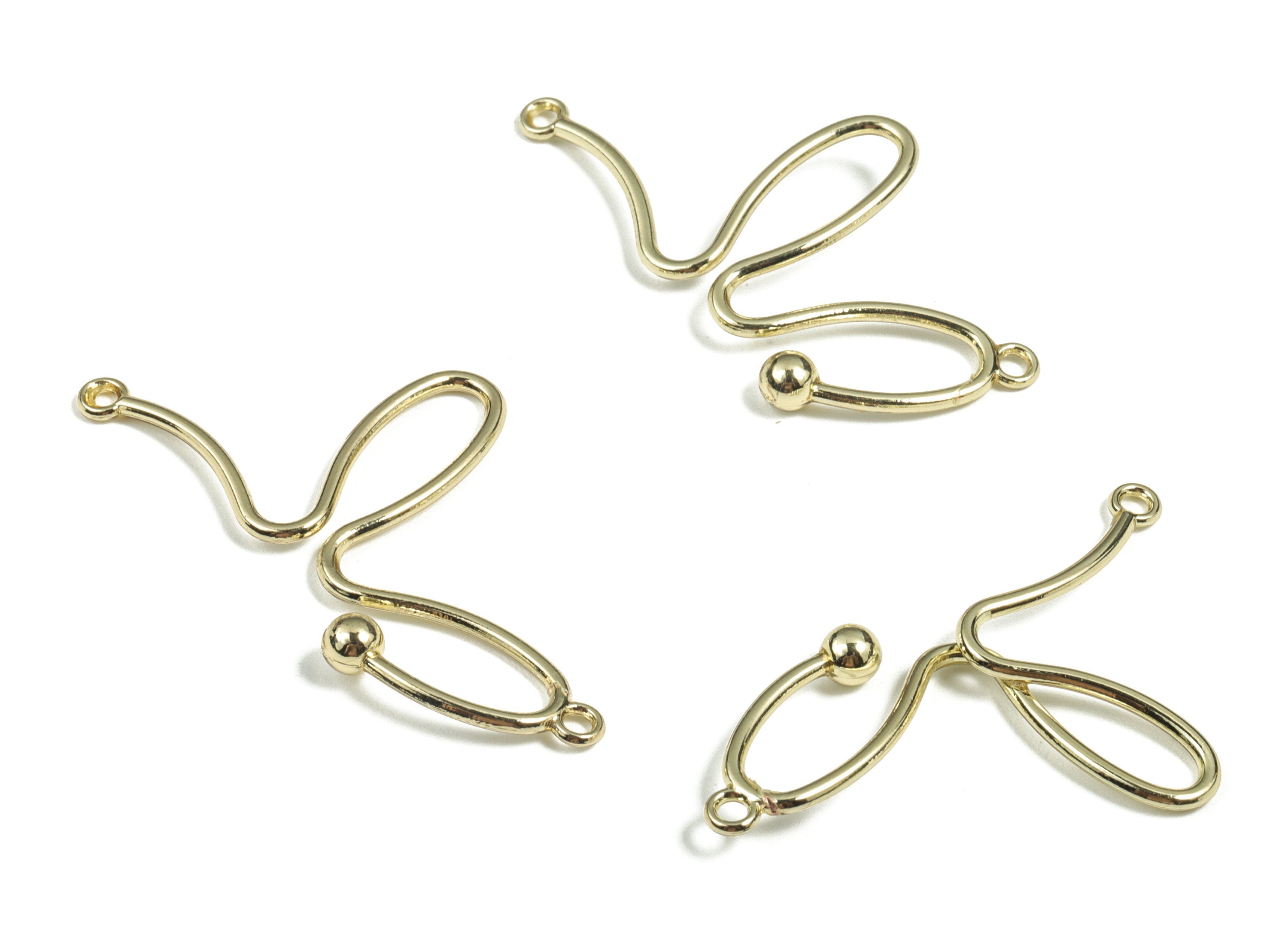Alloy Geometry Earring Charms - Gold Alloy Geometry Connector - Gold Tone Plated Alloy - Jewelry Supplies - 44.64x25.16x3.99mm - ZZ1784 - DOMEDBAZAAR
