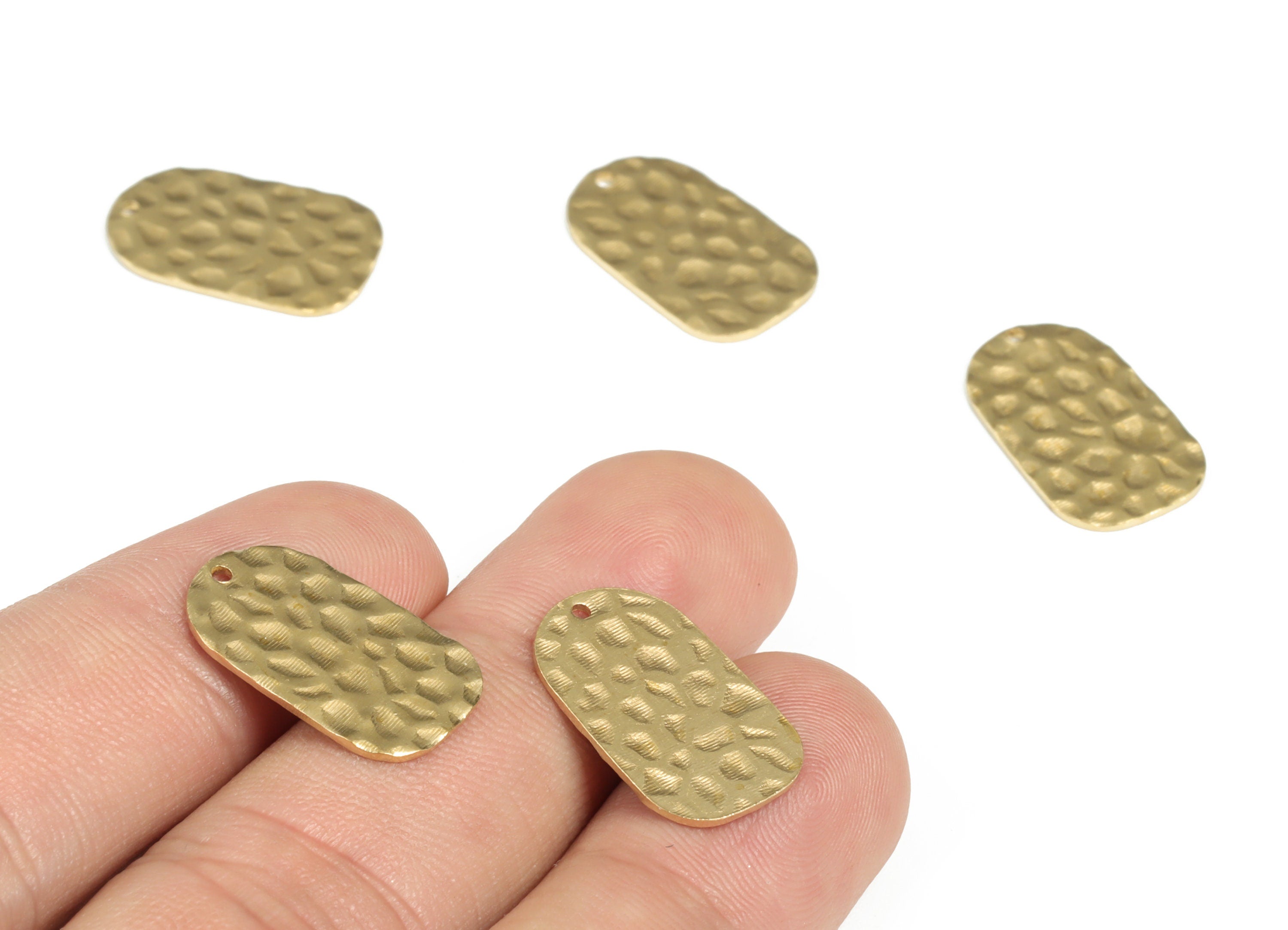 Brass Hammered Oval Earring Charms - Raw Brass Oval Pendant - Earring Findings - DIY Jewelry Supplies - 19.12x11.51x0.79mm - PP3960 - DOMEDBAZAAR