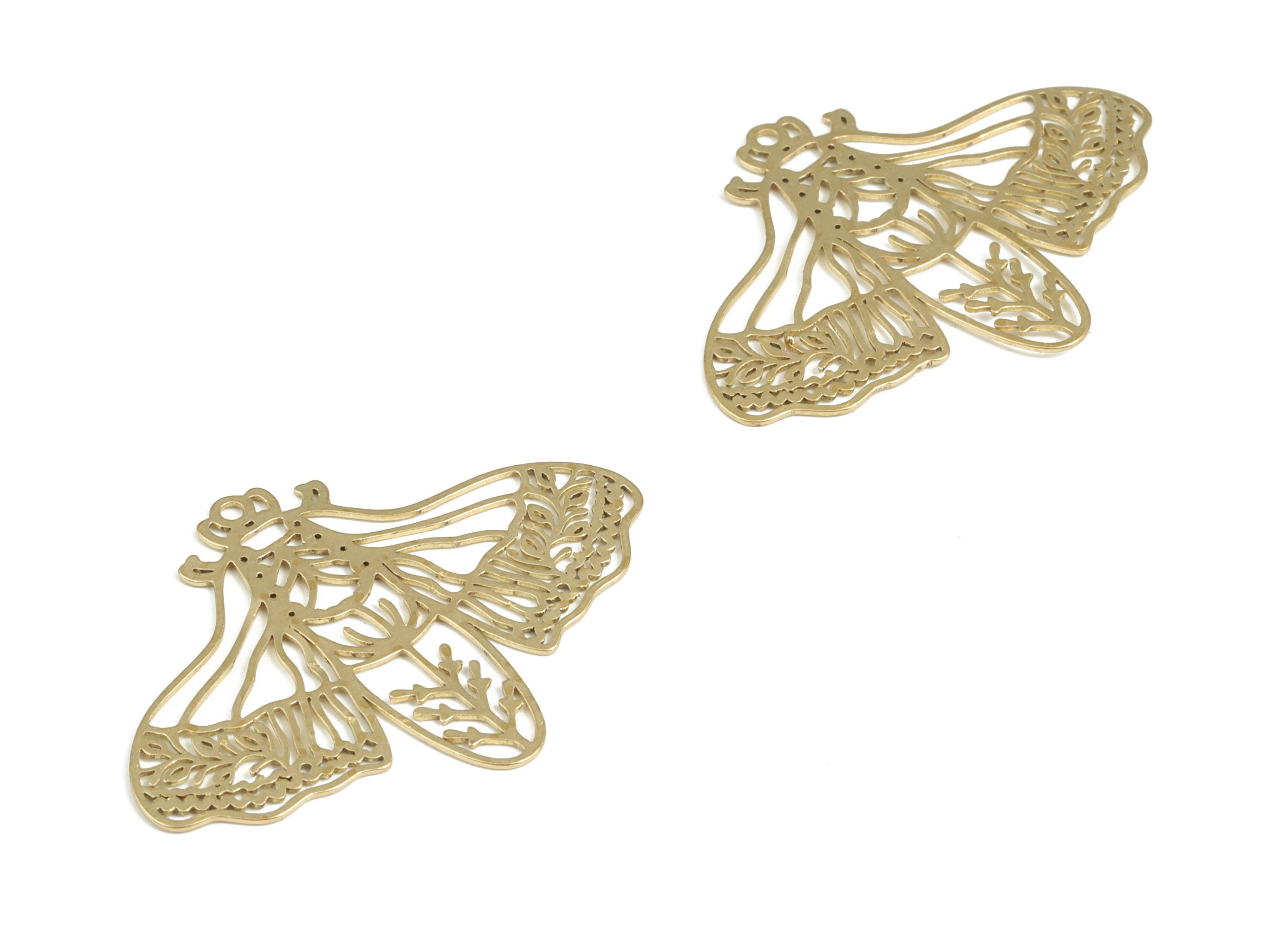 Brass Butterfly Earring Charms - Raw Brass Butterfly Pendant - Earring Findings - Jewelry Making Supplies - 44.28x32.24x0.7mm - PP3961 - DOMEDBAZAAR