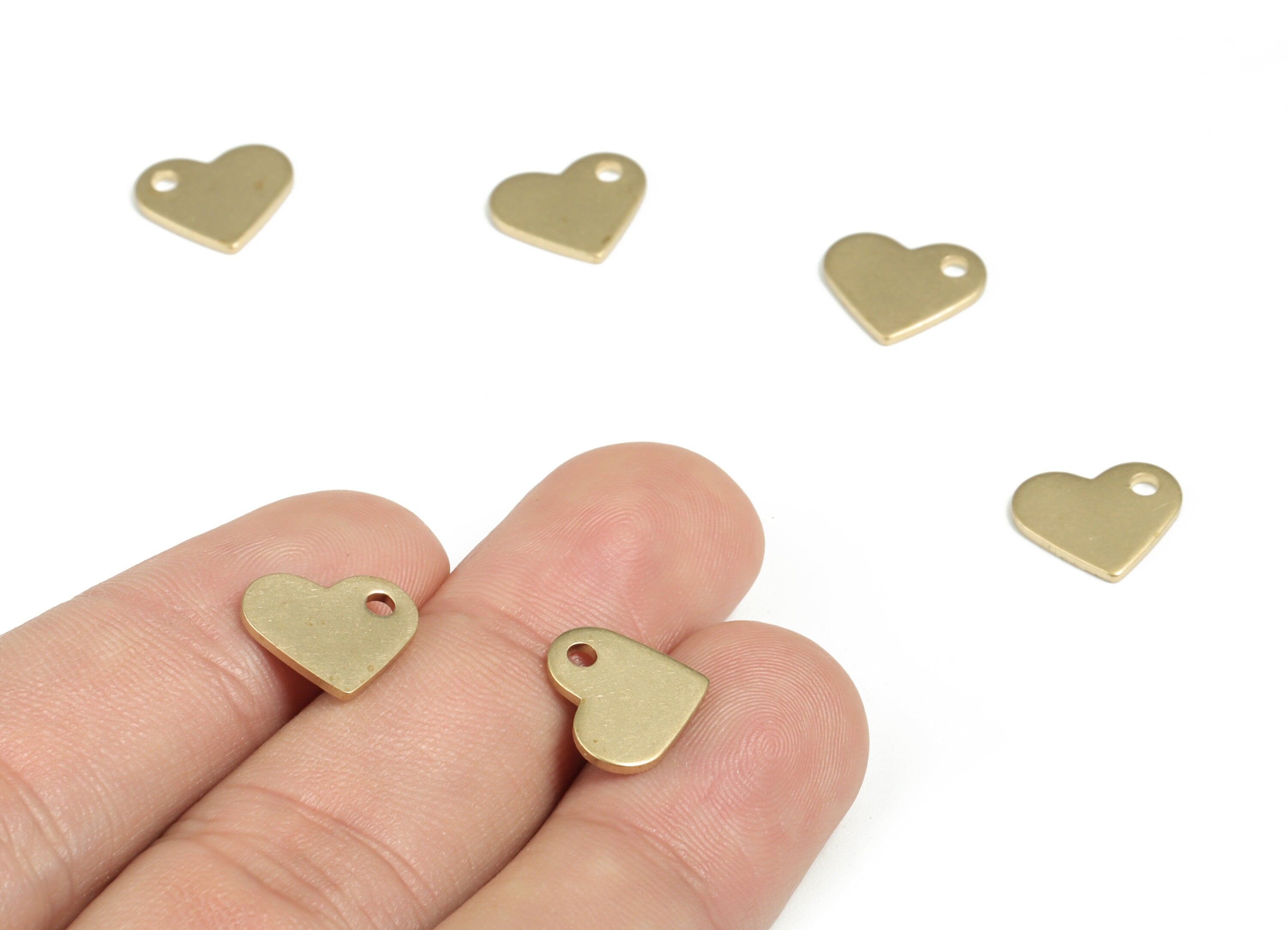 Brass Heart Earring Charms - Raw Brass Heart Pendant - Earring Findings - Jewelry Making Supplies - 12.02x10.4x0.98mm - PP3956 - DOMEDBAZAAR
