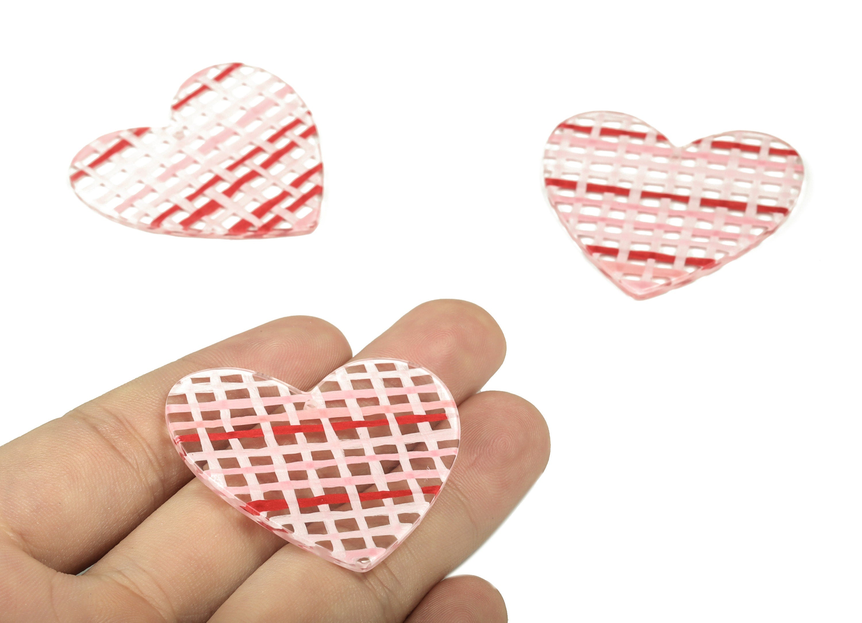 Acrylic Heart Charms - Heart Earring and Pendant - Earring Findings - Jewelry Supplies - Color Code: A580 - 43.15x42.8x2.29mm - AC1746-A580 - DOMEDBAZAAR