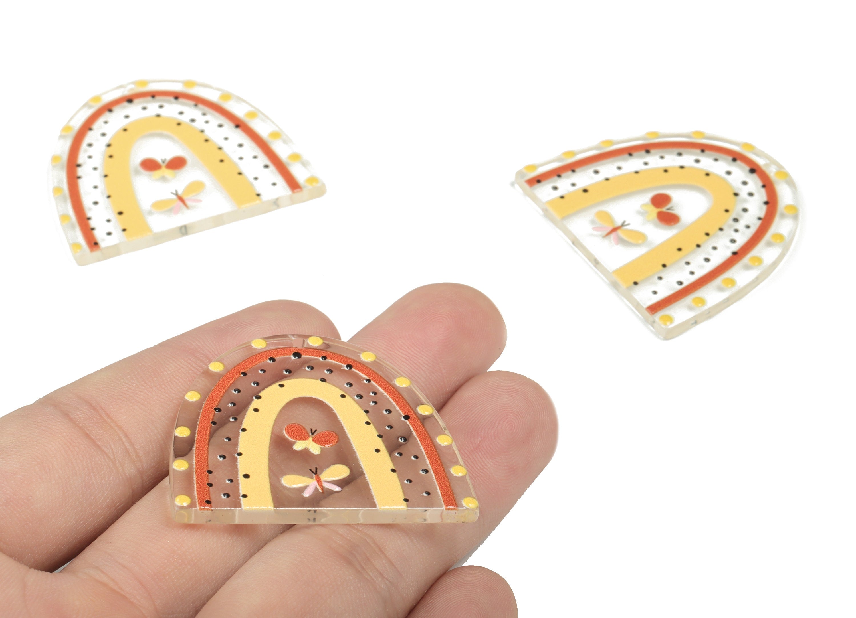 Acrylic Rainbow Earring Charms - Acrylic Rainbow Bee Pandant - Earring Findings - Jewelry Making Supplies - 40.06x34.39x2.86mm - AC2246A - DOMEDBAZAAR