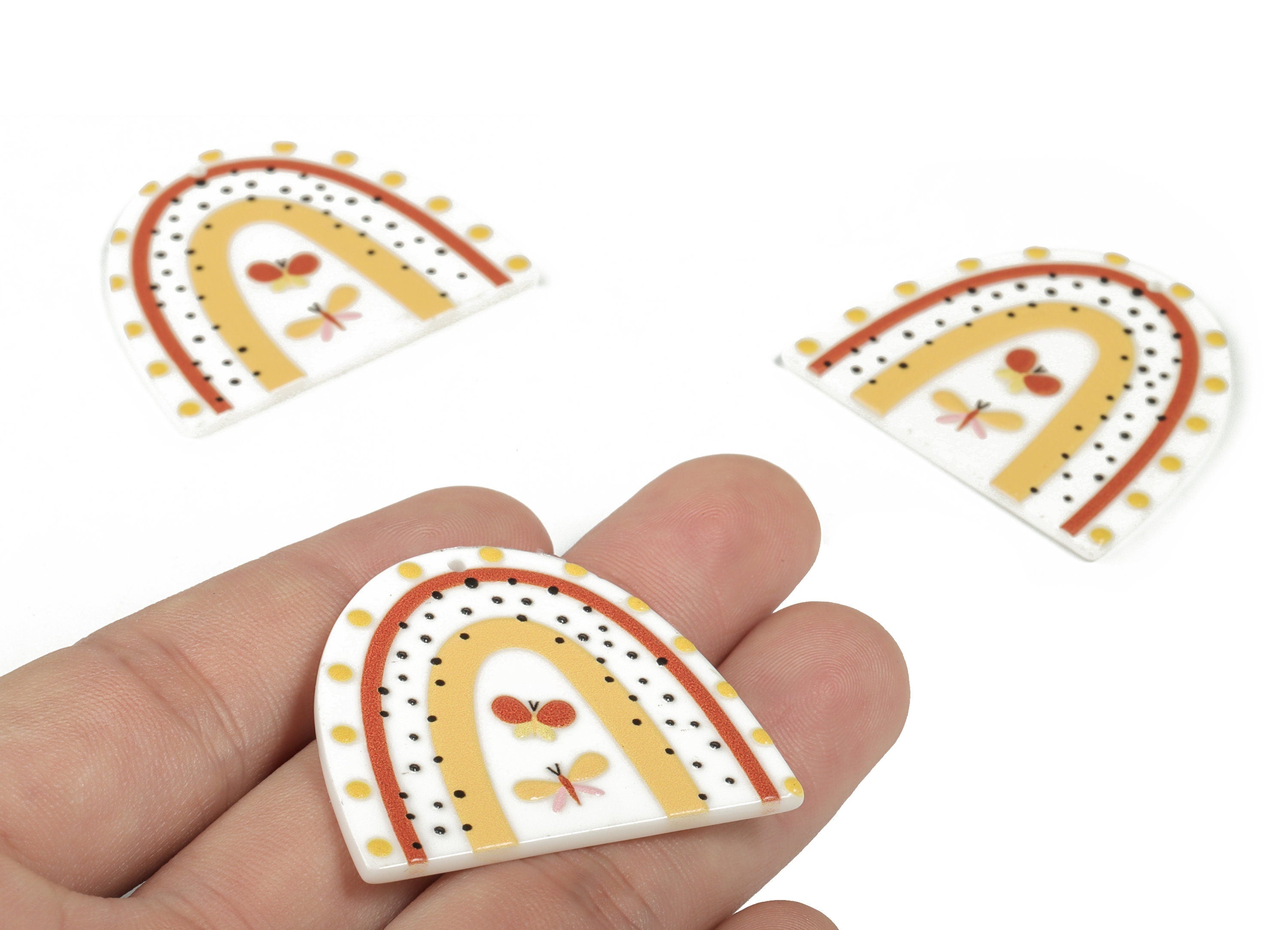 Acrylic Rainbow Earring Charms - Acrylic Rainbow Bee Pandant - Earring Findings - Jewelry Making Supplies - 39.98x34.27x2.38mm - AC2246B - DOMEDBAZAAR