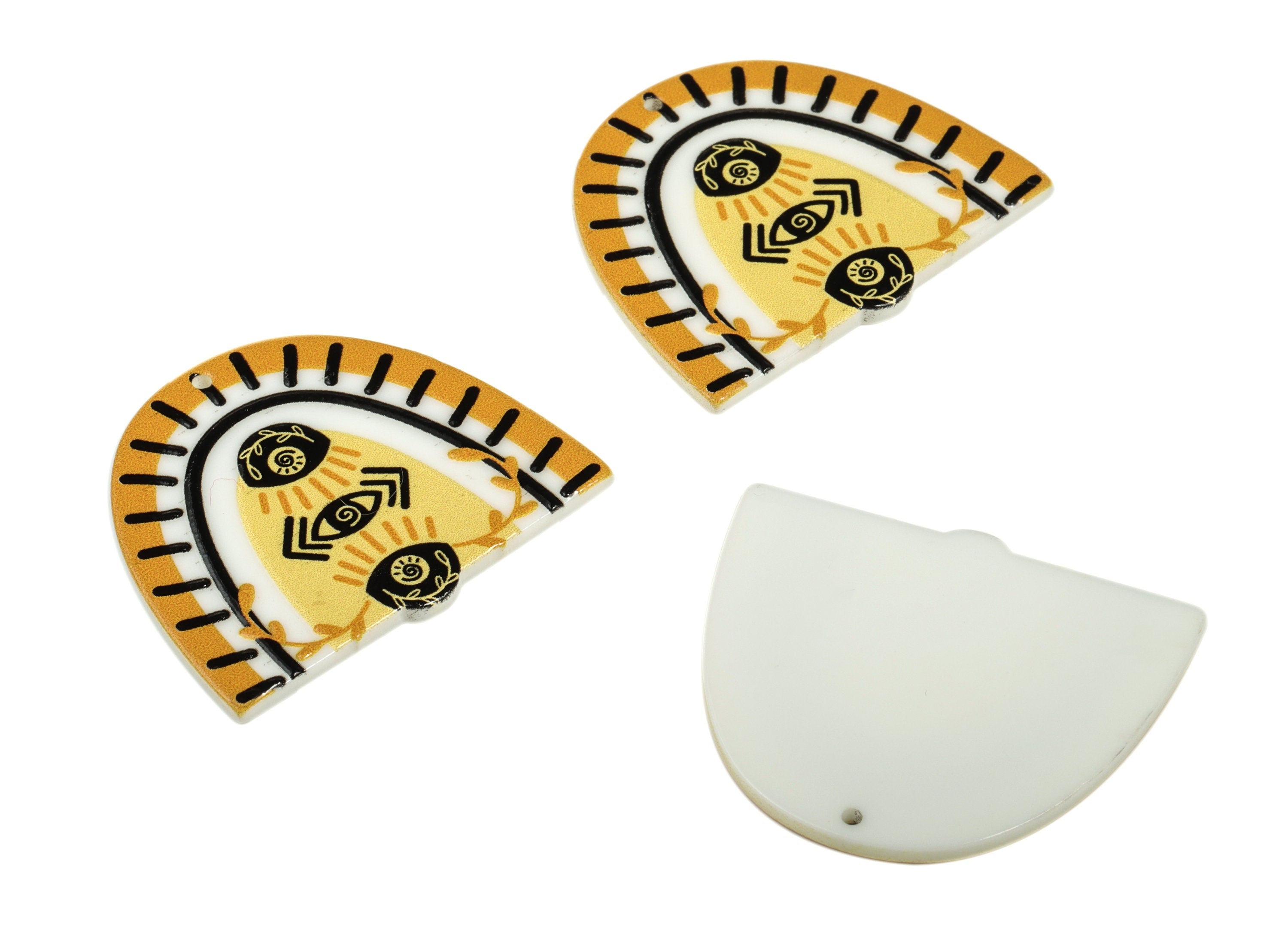 Acrylic Shield Eye Earring Charms - Acrylic Rainbow Branch Earrings - Earring Finding - Jewelry Supplies - 40.44x34.52x2.17mm - AC2247B - DOMEDBAZAAR