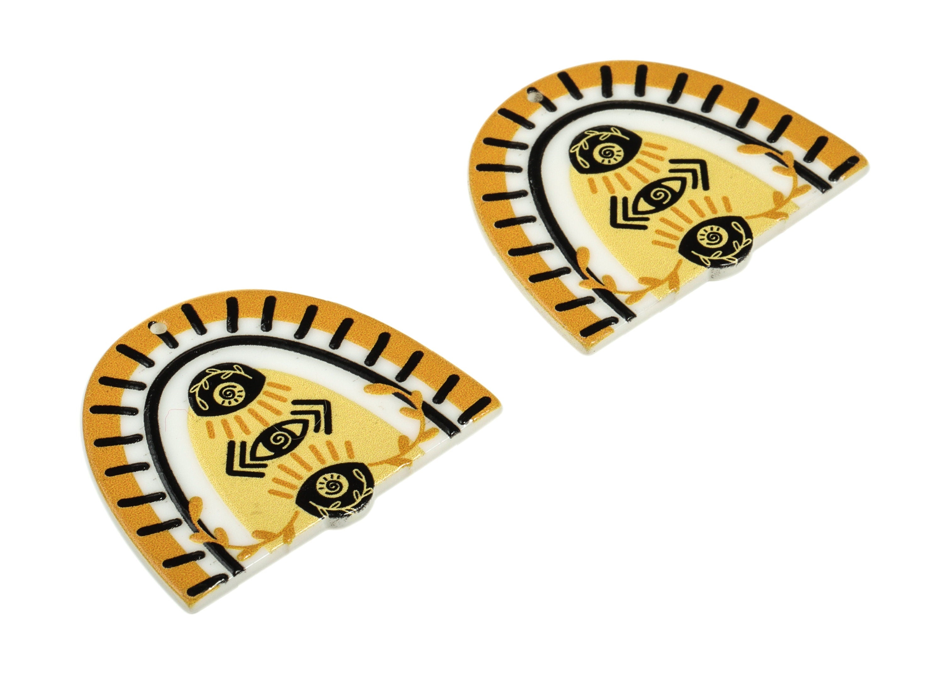 Acrylic Shield Eye Earring Charms - Acrylic Rainbow Branch Earrings - Earring Finding - Jewelry Supplies - 40.44x34.52x2.17mm - AC2247B - DOMEDBAZAAR