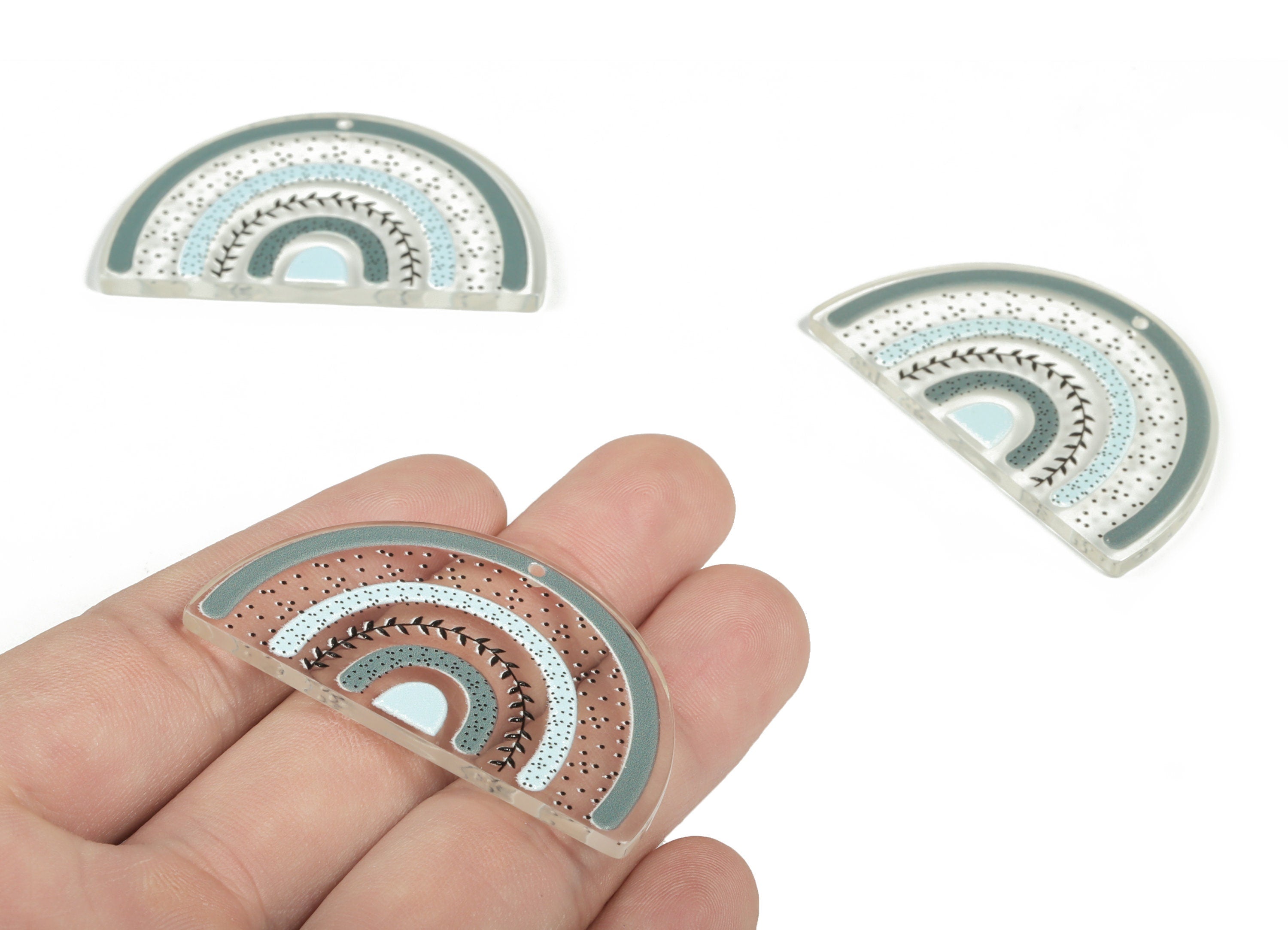 Acrylic Rainbow Earring Charms - Acrylic Rainbow Branch Pandant - Earring Findings - Jewelry Making Supplies - 49.33x29.26x2.99mm - AC2249A - DOMEDBAZAAR