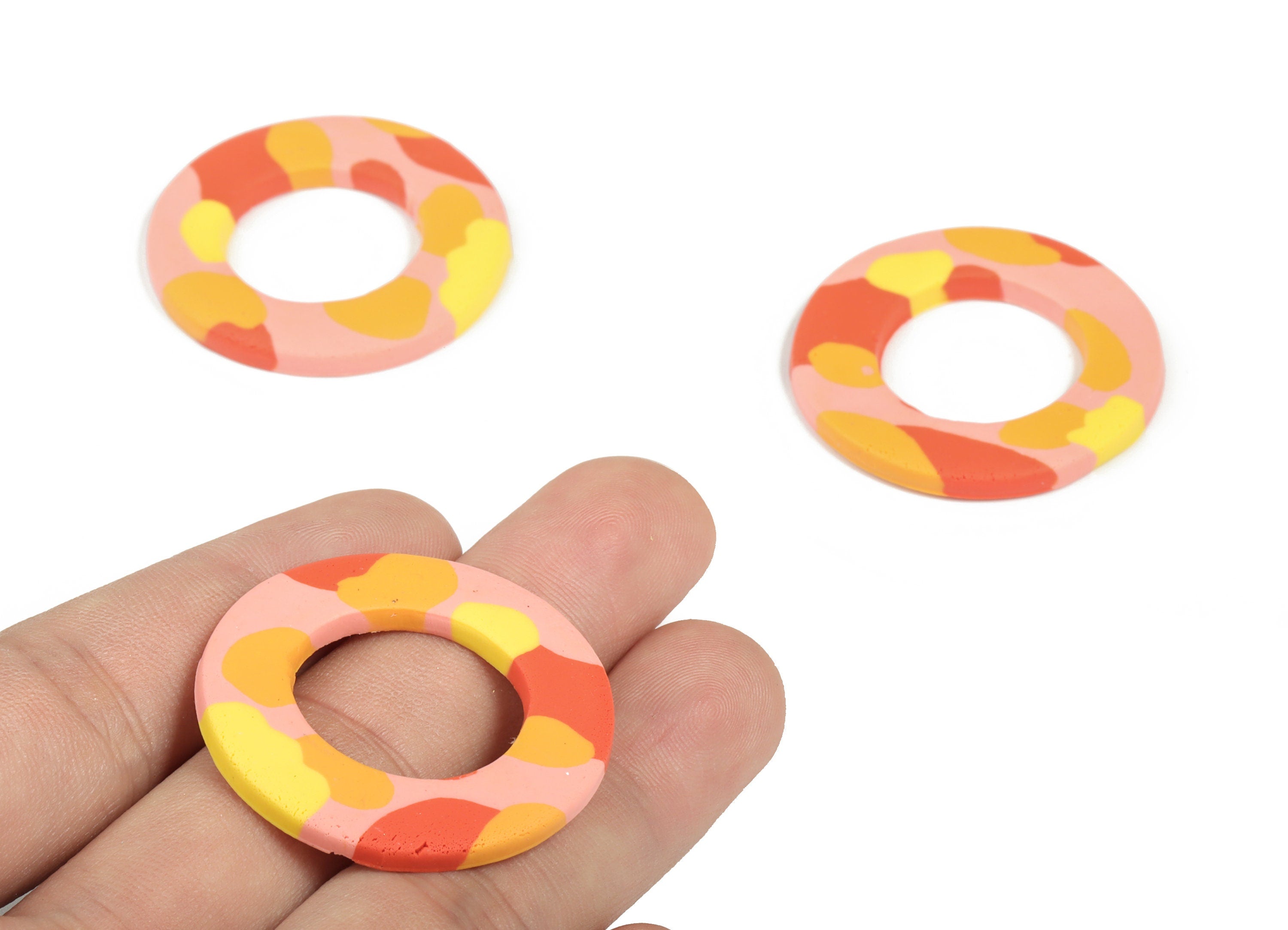 PolymerClay Round Earring Charms - PolymerClay Circle Pandant - Earring Findings - Jewelry Handmade - 35.9x35.78x3.13mm - PC2292 - DOMEDBAZAAR