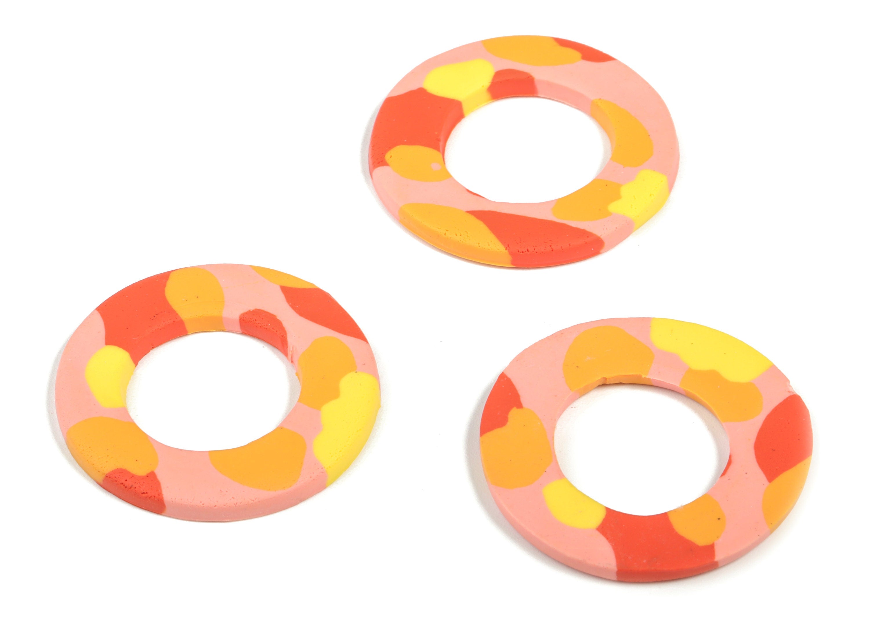 PolymerClay Round Earring Charms - PolymerClay Circle Pandant - Earring Findings - Jewelry Handmade - 35.9x35.78x3.13mm - PC2292 - DOMEDBAZAAR