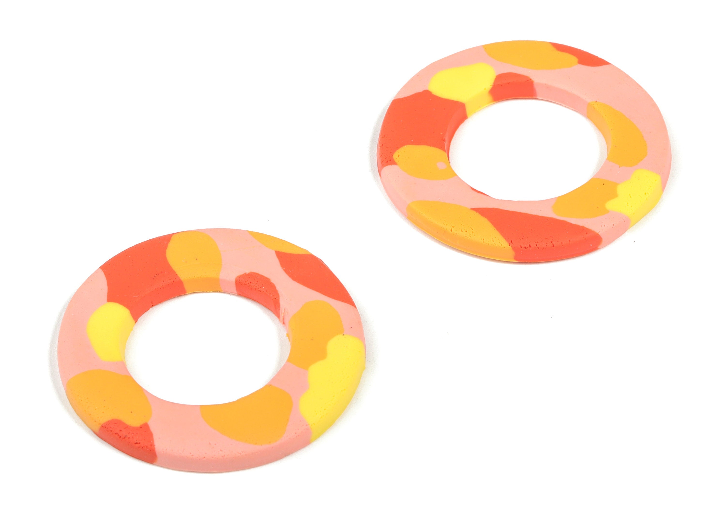 PolymerClay Round Earring Charms - PolymerClay Circle Pandant - Earring Findings - Jewelry Handmade - 35.9x35.78x3.13mm - PC2292 - DOMEDBAZAAR