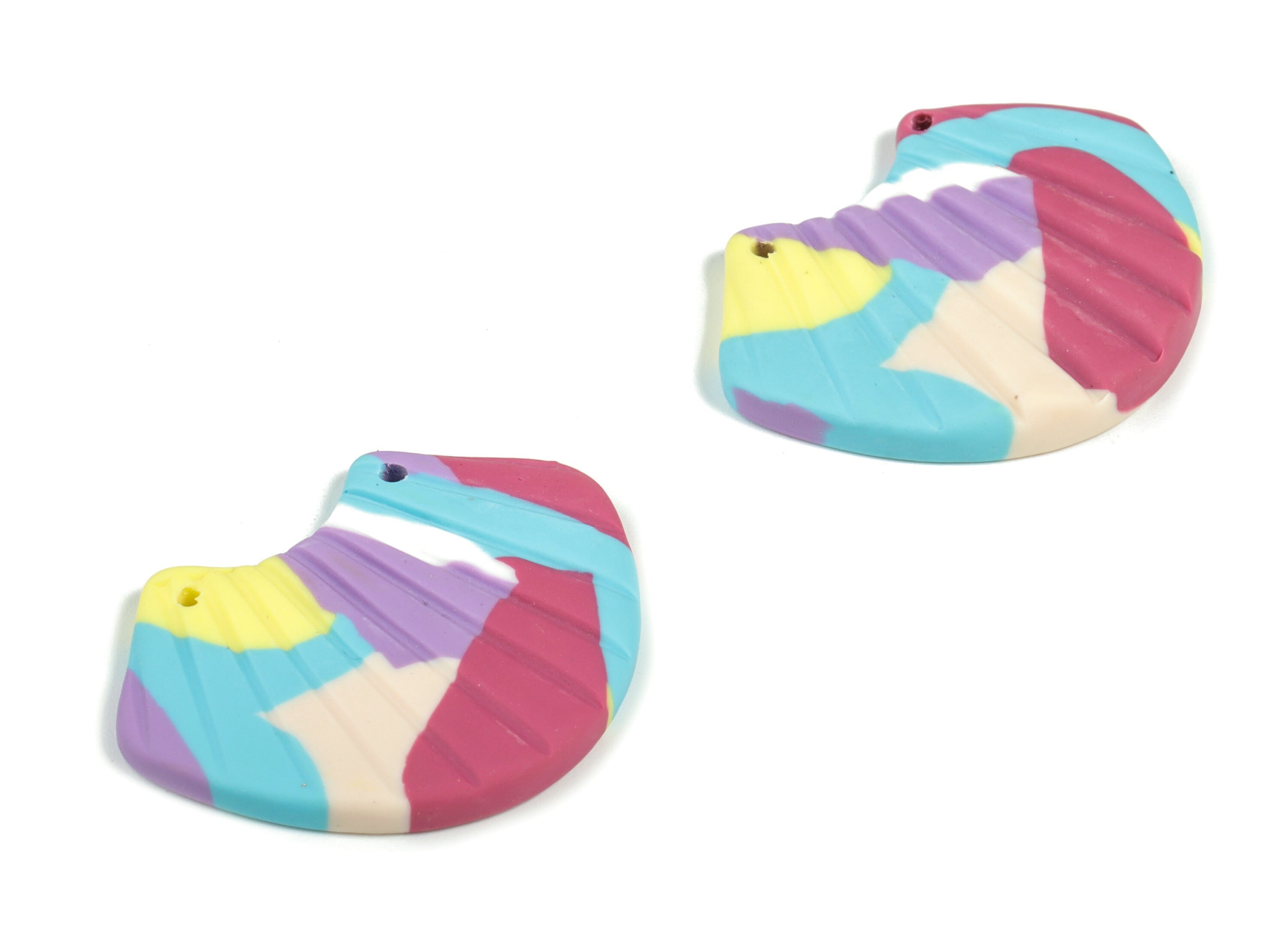 PolymerClay Sector Earring Connector - PolymerClay Sector Charms and Pandant - Jewelry Handmade - 36.3x27.89x3.77mm - PC2282B - DOMEDBAZAAR