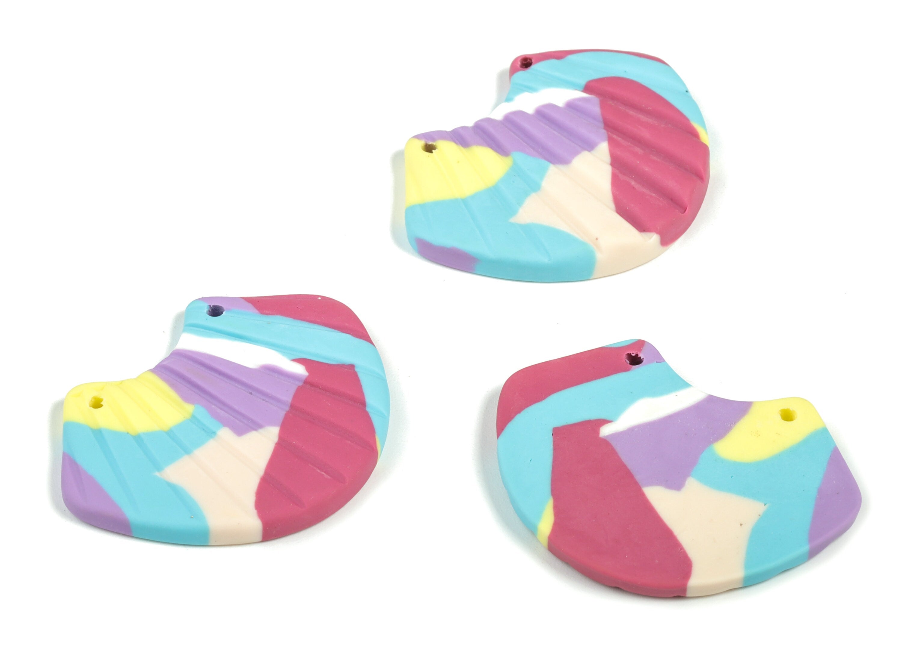 PolymerClay Sector Earring Connector - PolymerClay Sector Charms and Pandant - Jewelry Handmade - 36.3x27.89x3.77mm - PC2282B - DOMEDBAZAAR