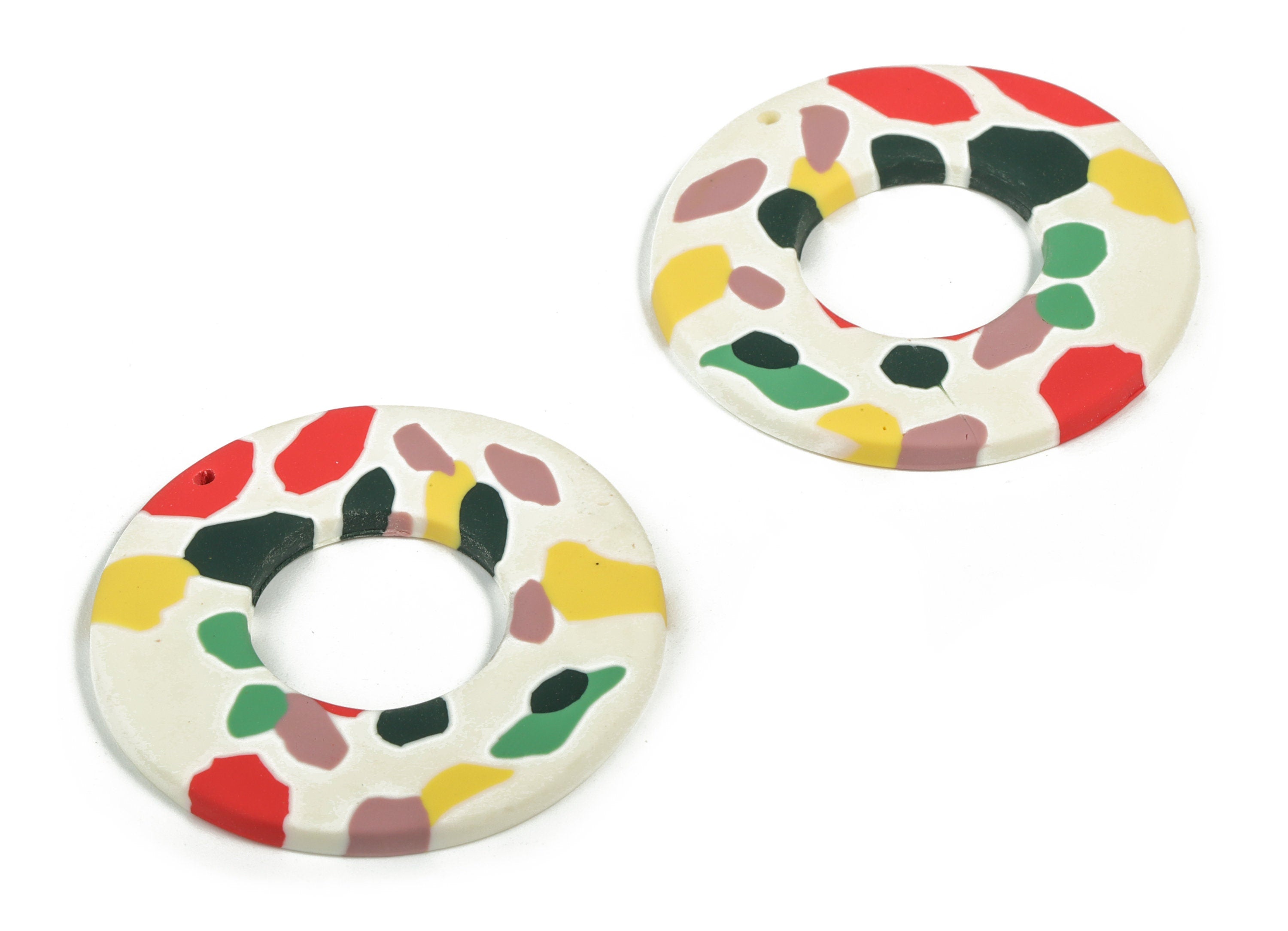 PolymerClay Round Earring Charms - PolymerClay Circle Pandant - Earring Findings - Jewelry Handmade - 43.9x44.09x3.12mm - PC2290B - DOMEDBAZAAR