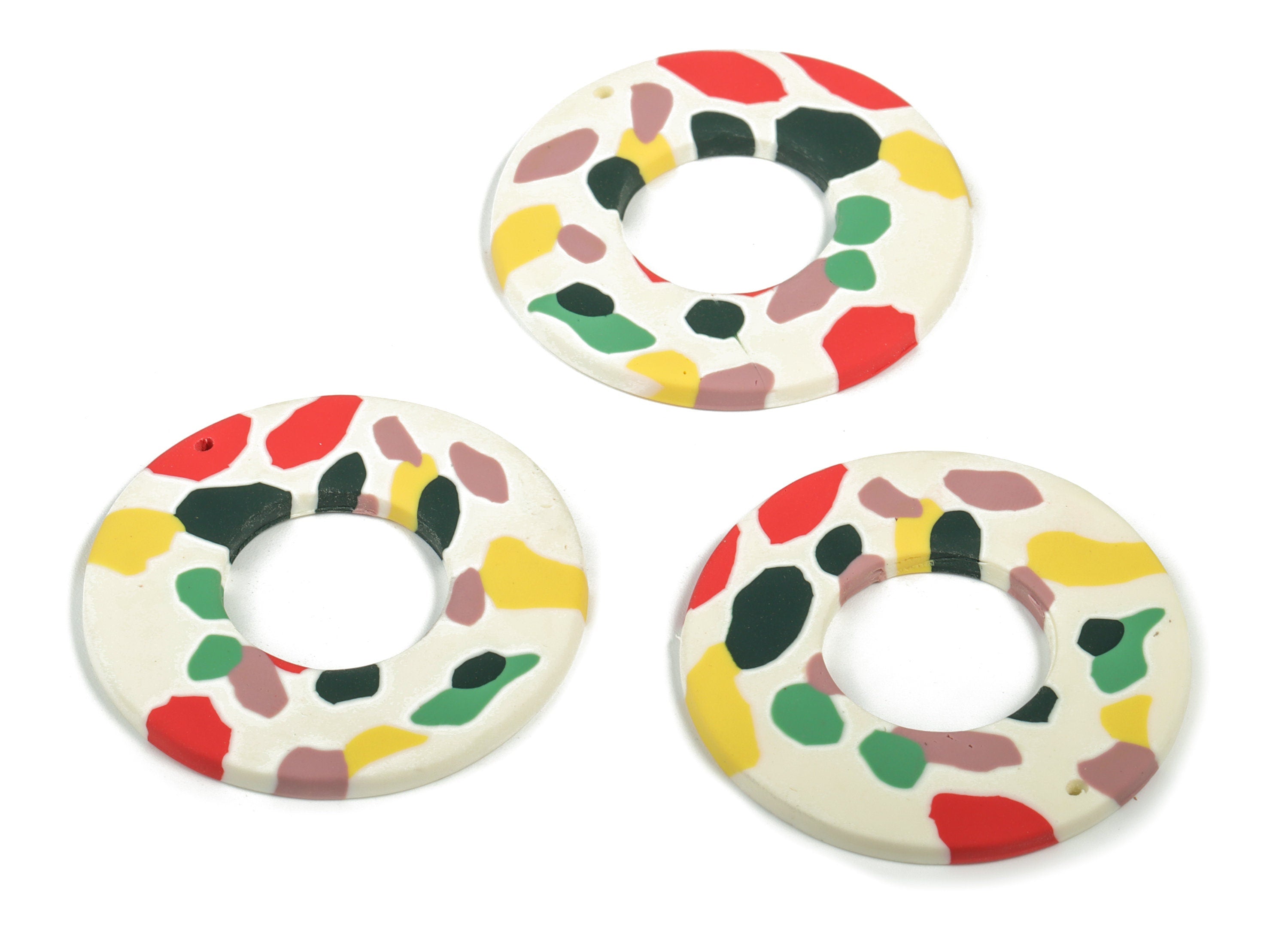 PolymerClay Round Earring Charms - PolymerClay Circle Pandant - Earring Findings - Jewelry Handmade - 43.9x44.09x3.12mm - PC2290B - DOMEDBAZAAR