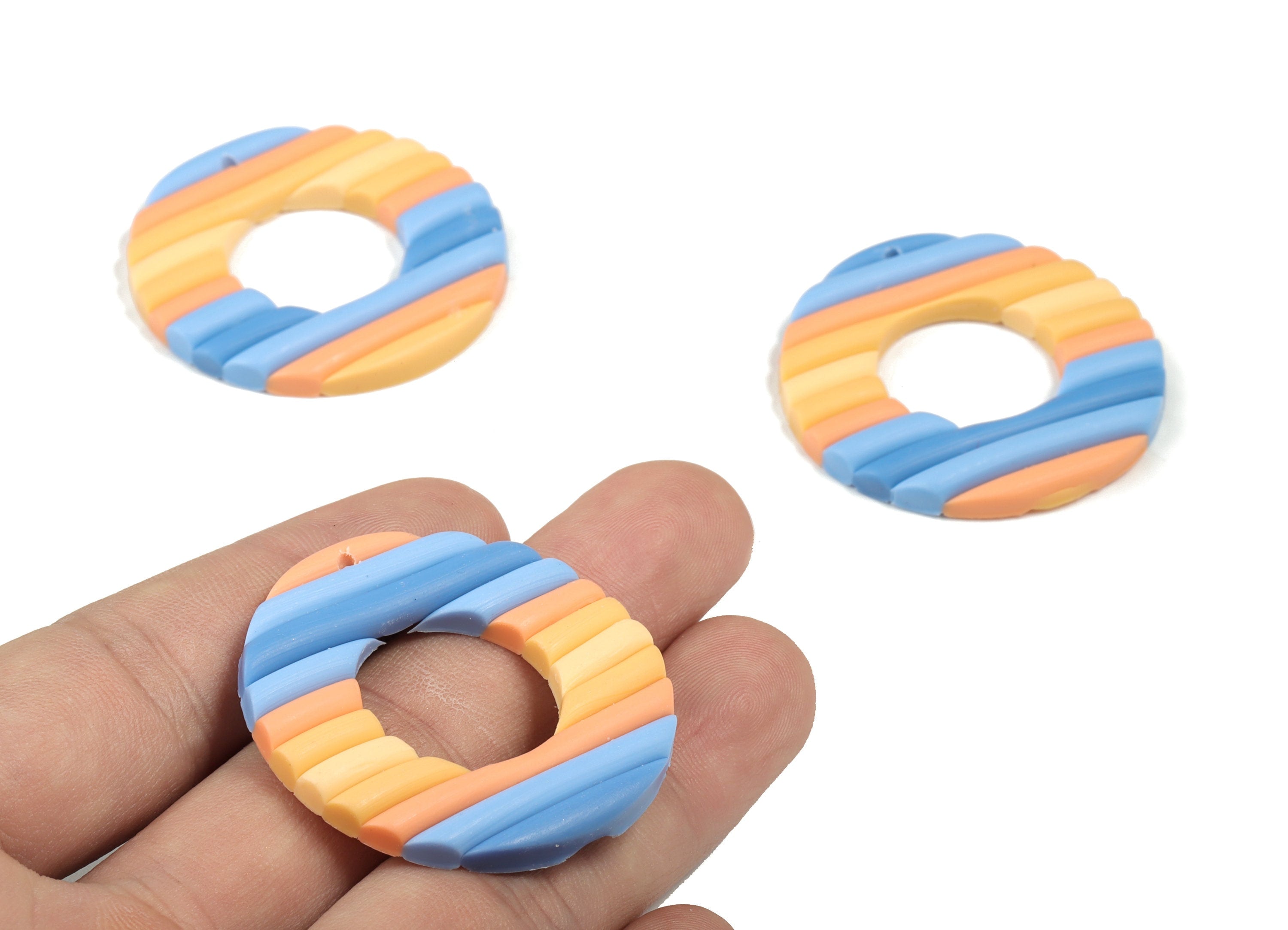 PolymerClay Round Earring Charms - PolymerClay Circle Pandant - Earring Findings - Jewelry Handmade - 39.52x39.43x3.81mm - PC2291 - DOMEDBAZAAR