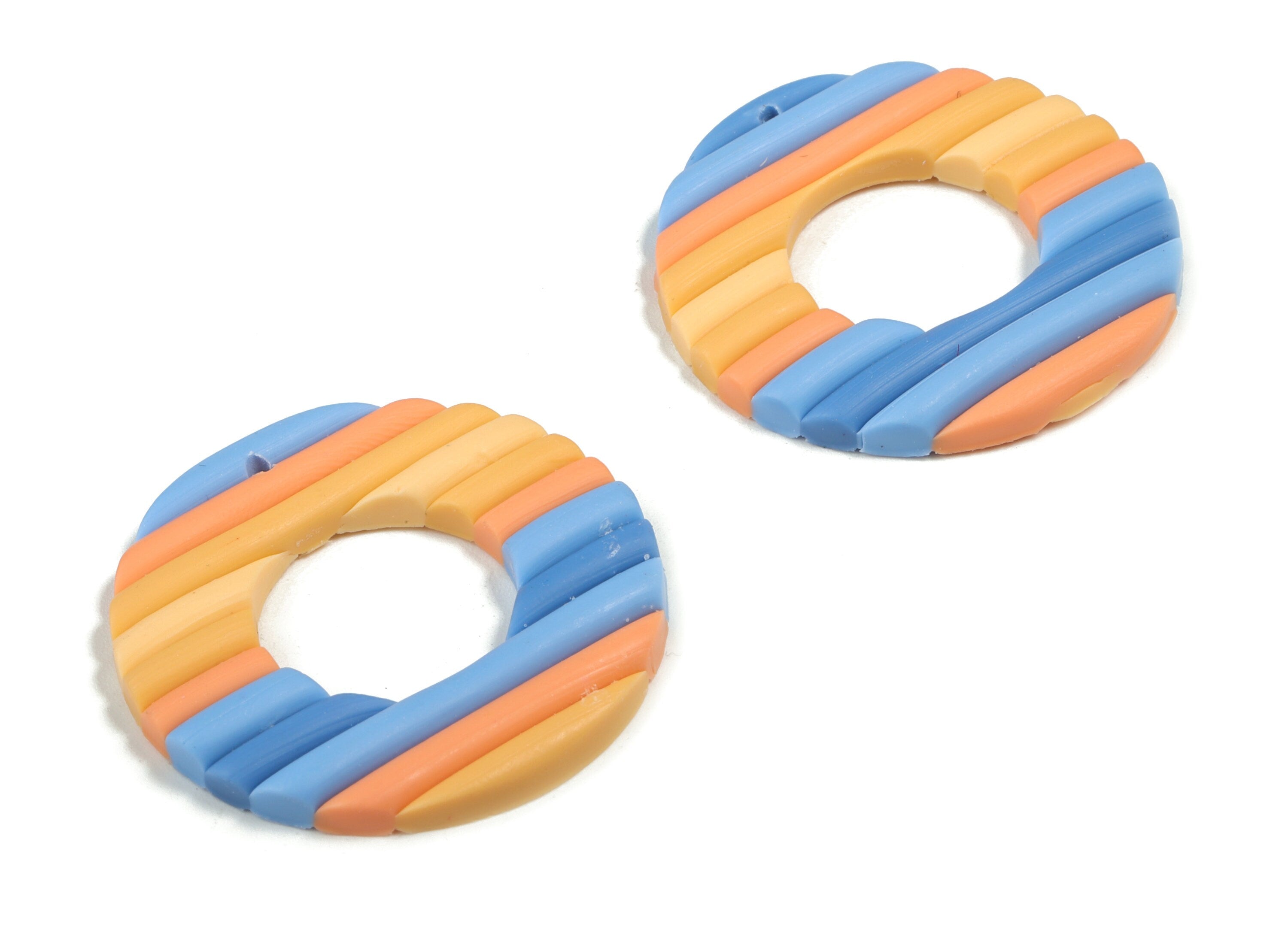 PolymerClay Round Earring Charms - PolymerClay Circle Pandant - Earring Findings - Jewelry Handmade - 39.52x39.43x3.81mm - PC2291 - DOMEDBAZAAR