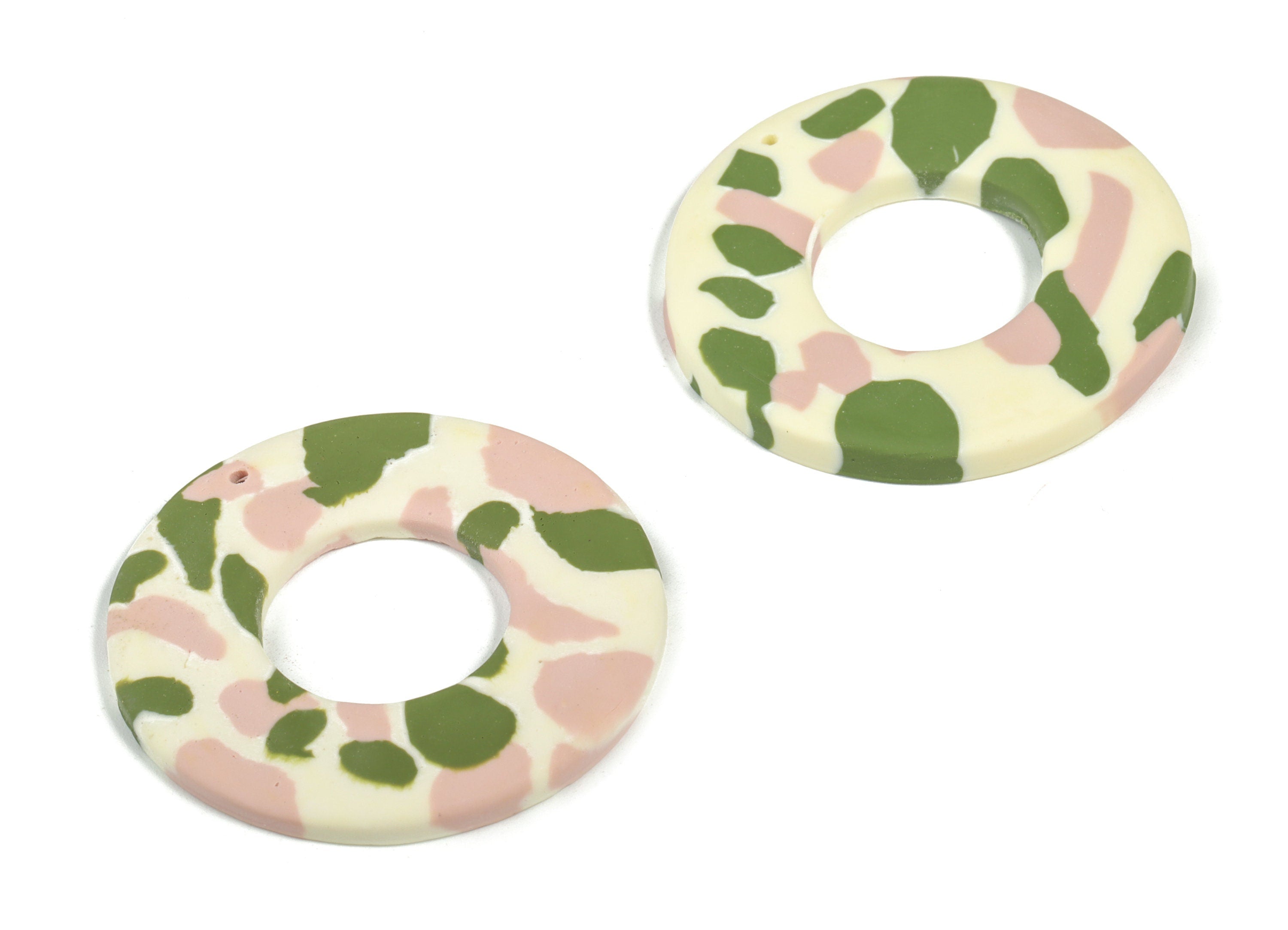 PolymerClay Round Earring Charms - PolymerClay Circle Pandant - Earring Findings - Jewelry Handmade - 44.77x44.5x3.61mm - PC2290A - DOMEDBAZAAR