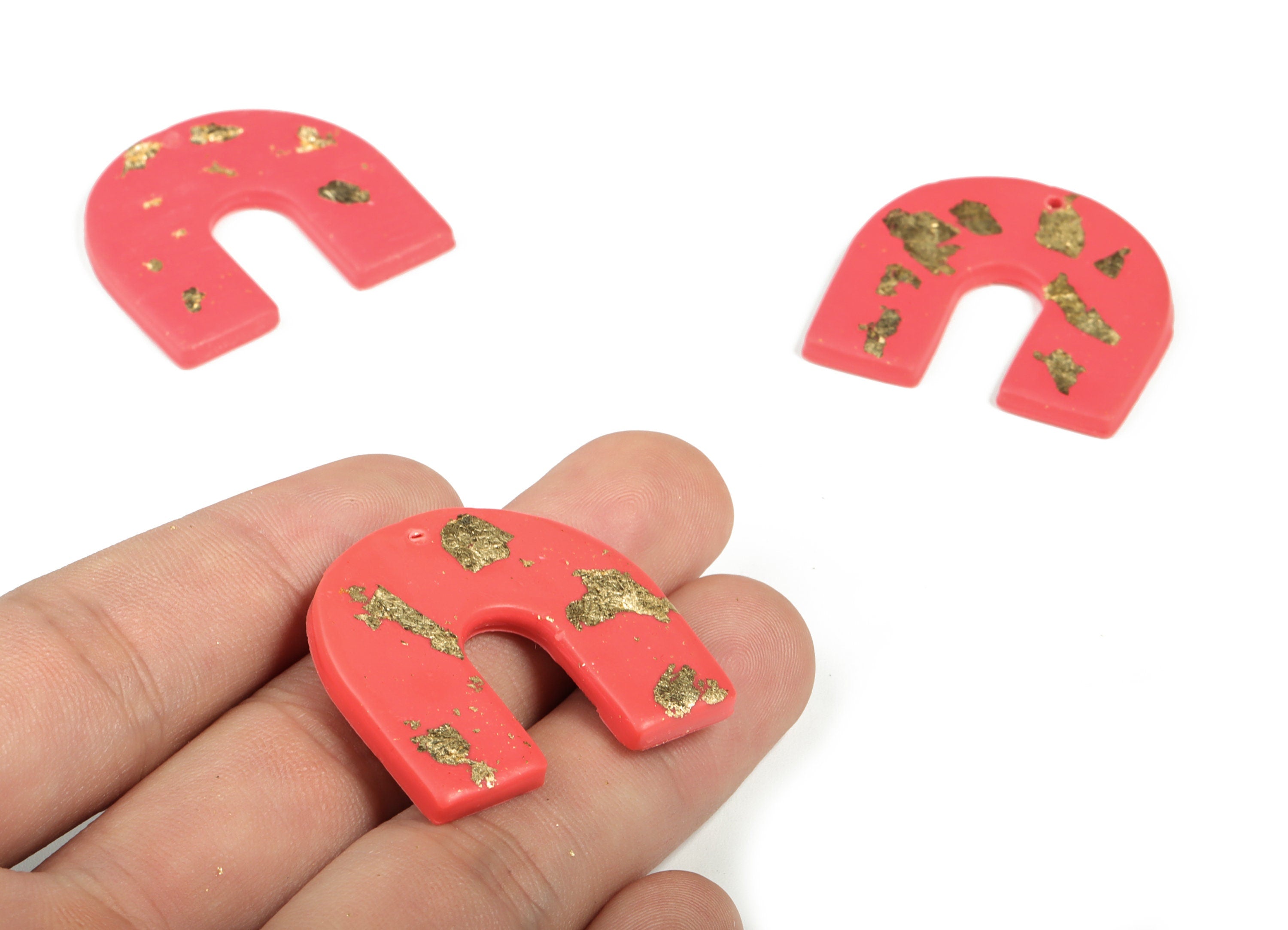 Polymer Clay U Earring Charms - Polymer Clay U Pandant - Earring Findings - Jewellery Handmade - 34x29.65x3.65mm - PC2257C - DOMEDBAZAAR