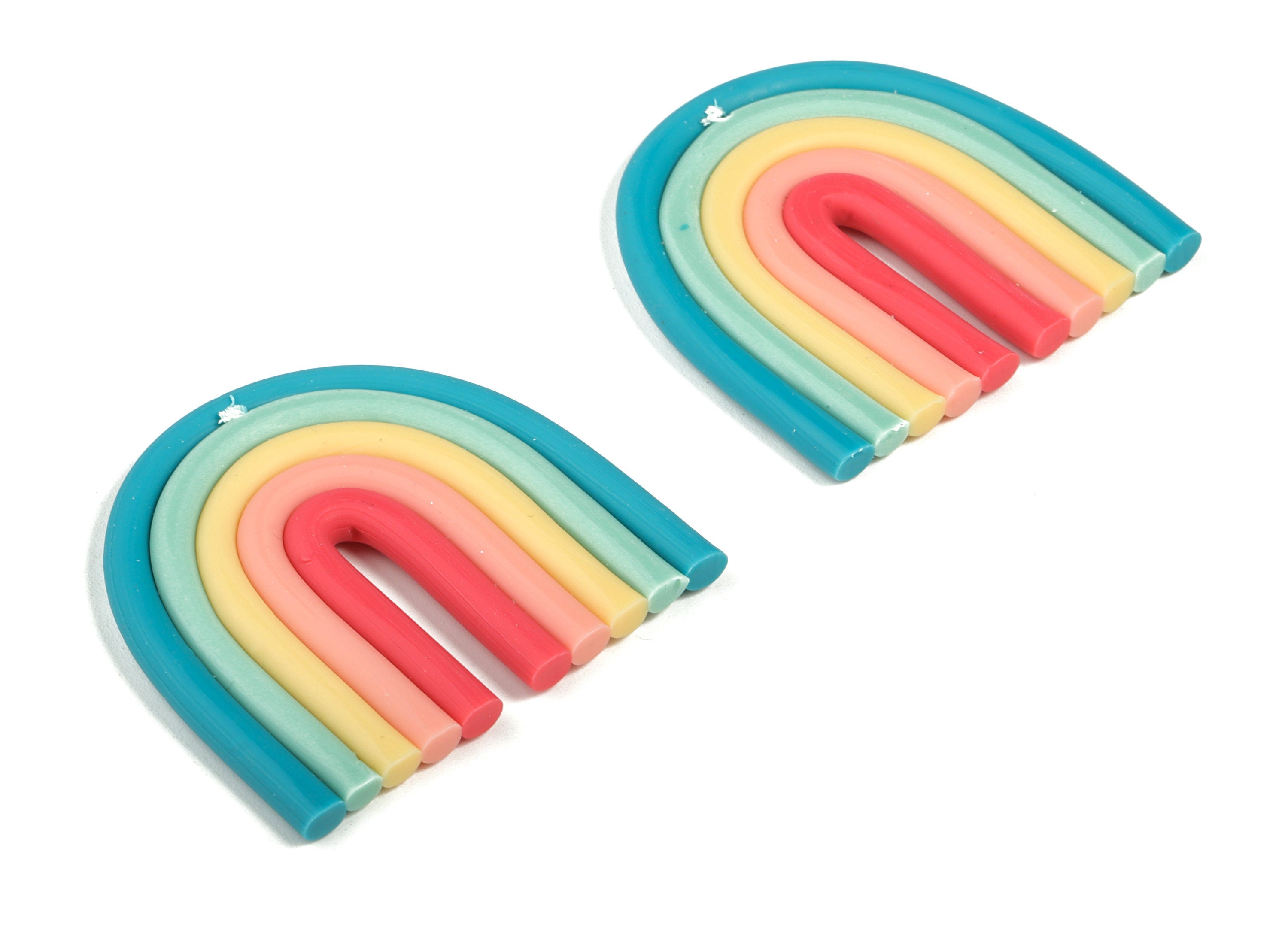 Polymer Clay Rainbow Earring Charms - Polymer Clay Rainbow Pandant - Earring Findings - Jewelry Handmade - 40.95x36.59x3.74mm - PC2250A - DOMEDBAZAAR
