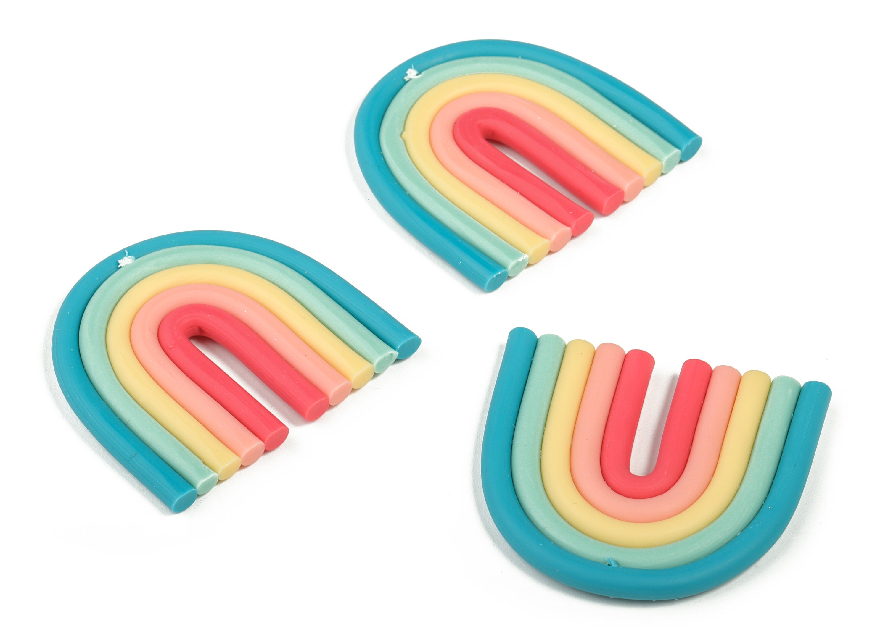 Polymer Clay Rainbow Earring Charms - Polymer Clay Rainbow Pandant - Earring Findings - Jewelry Handmade - 40.95x36.59x3.74mm - PC2250A - DOMEDBAZAAR