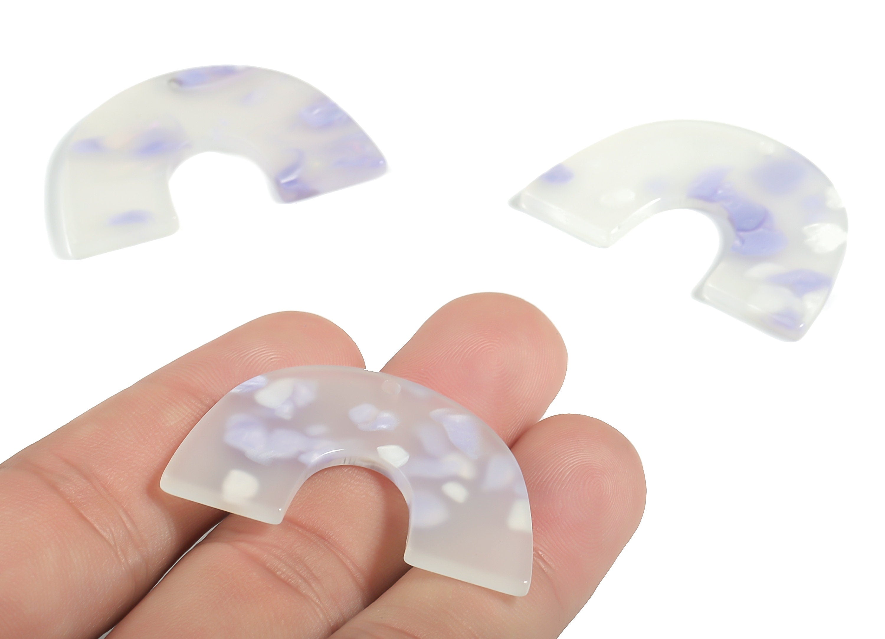 Acrylic Semicircle Earring Charm - Acrylic U Pendant - Earring Finding - Jewelry Supply - Color Code:A594 – 40.22x25.72x2.49mm - AC2018-A594 - DOMEDBAZAAR