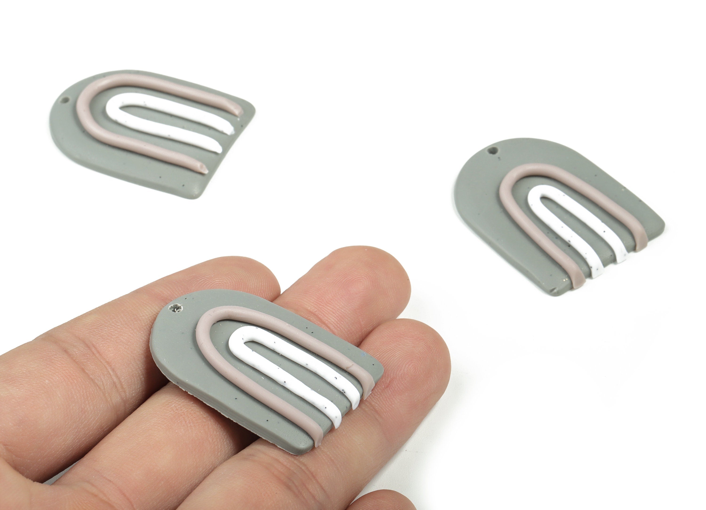 PolymerClay Rainbow Earring Charms - PolymerClay Rainbow Pandant - Earring Findings - Jewelry Handmade - 35.29x27.04x4.26mm - PC2254A - DOMEDBAZAAR