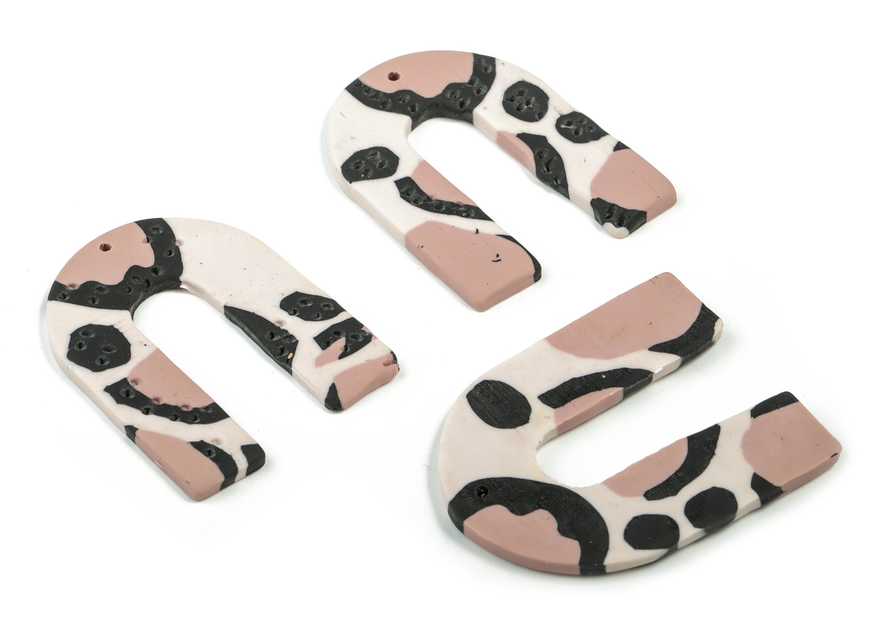 Polymer Clay U Earring Charms - Polymer Clay U Pendant - Earring Findings - Jewellery Handmade - 42.65x32.17x2.77mm - PC2259 - DOMEDBAZAAR