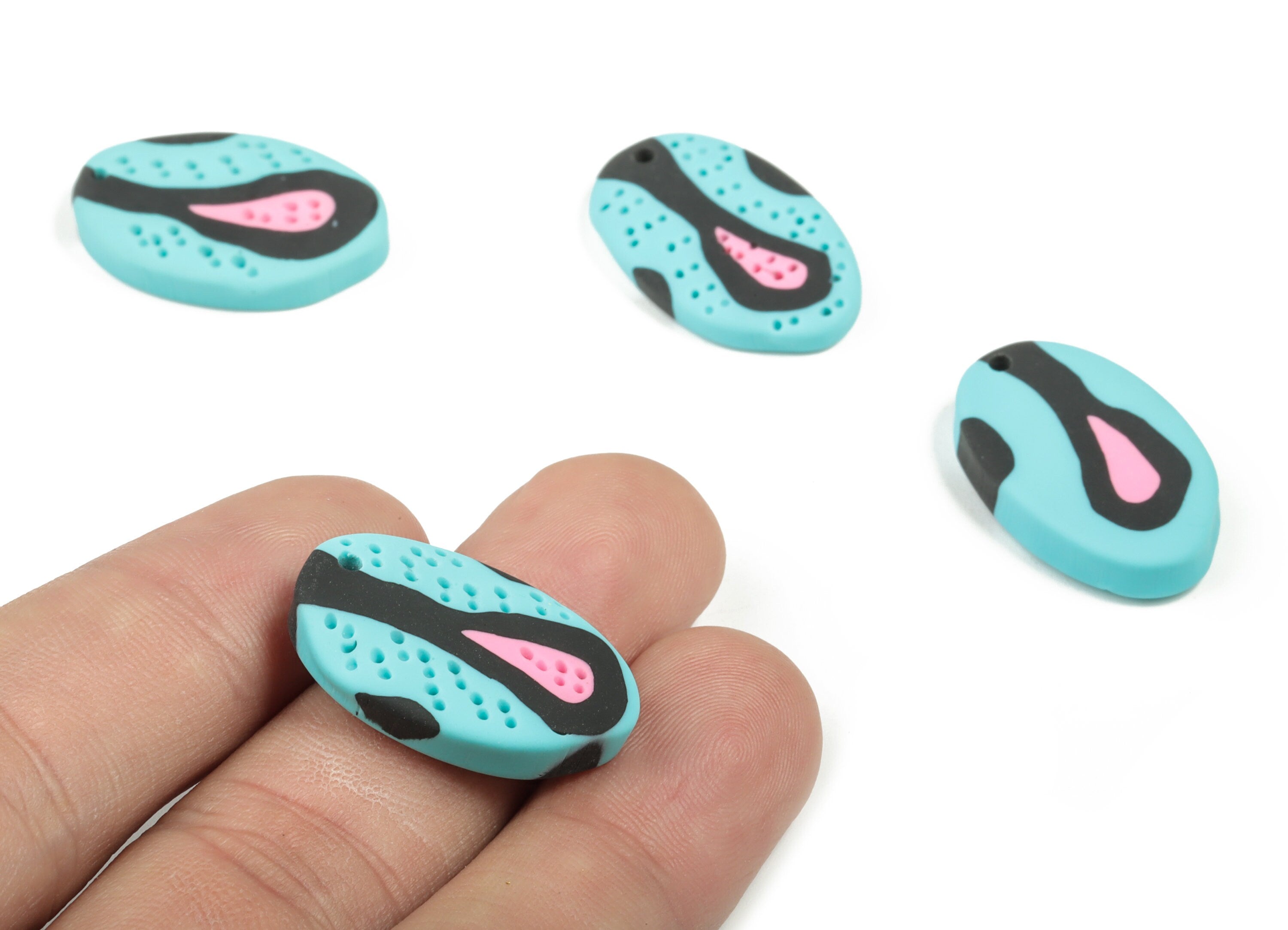 PolymerClay Oval Earring Charms - PolymerClay Oval Pandant - Earring Findings - Jewelry Handmade - 25.24x16.16x4.6mm - PC2277 - DOMEDBAZAAR