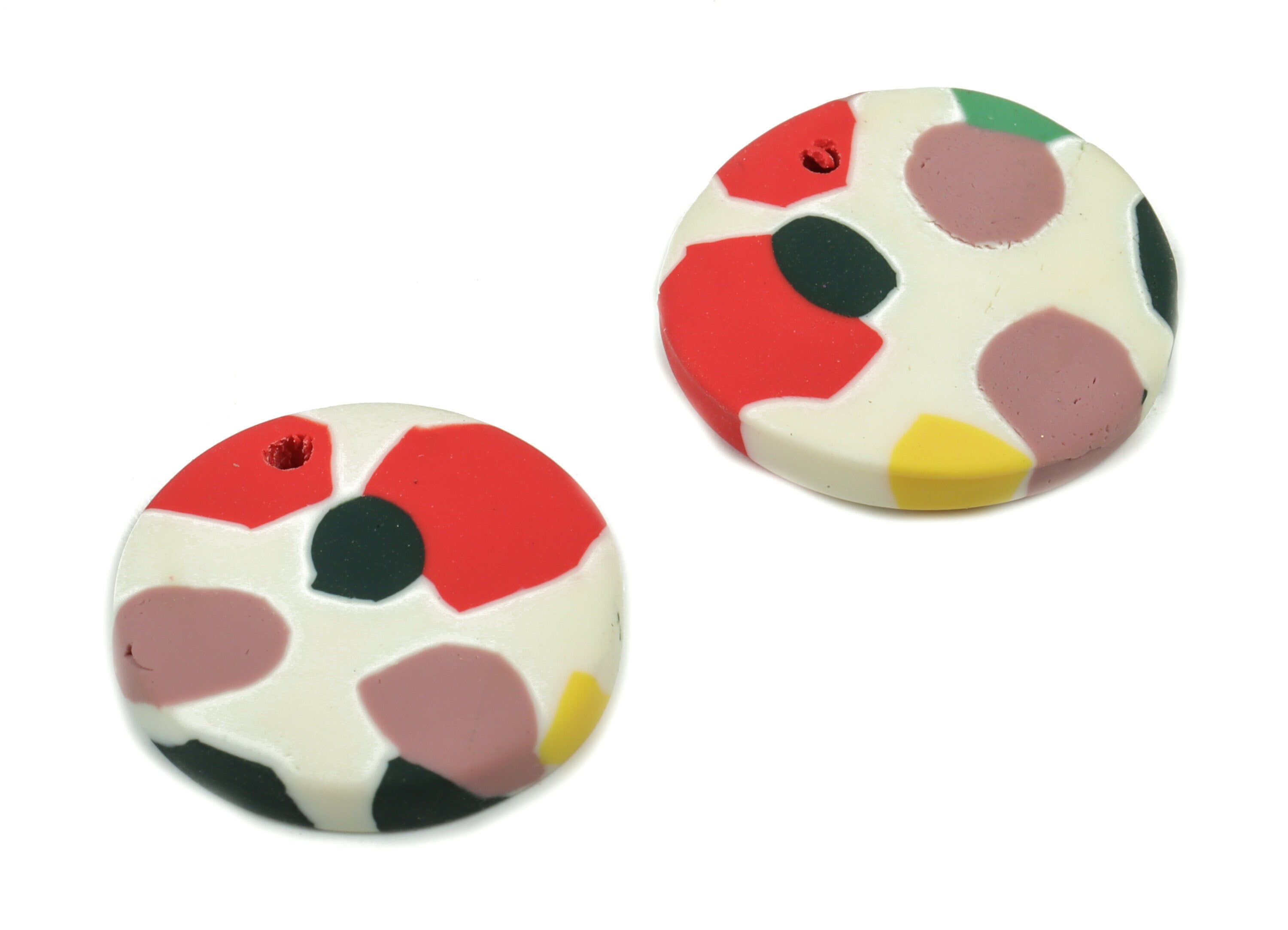 PolymerClay Round Earring Charms - PolymerClay Circle Pandant - Earring Findings - Jewelry Handmade - 19.25x18.99x3.14mm - PC2295C - DOMEDBAZAAR